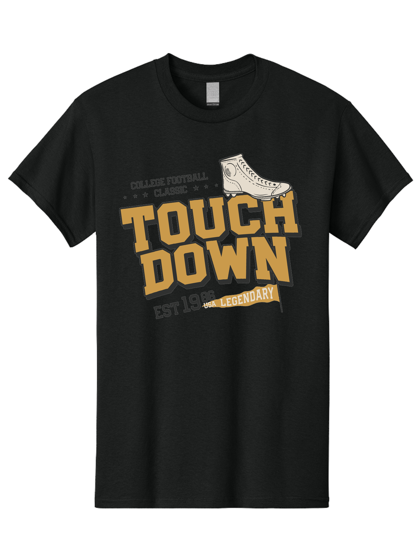 Touchdown Men'S Graphic Tee, 100% Cotton, Comfortable Casual Summer Wear, Machine Washable, College Football Classic, Touchdown, Legendary Football, Football Culture, Sports Nostalgia, Vintage Sports, Usa Football Legacy, Football History Aab955
