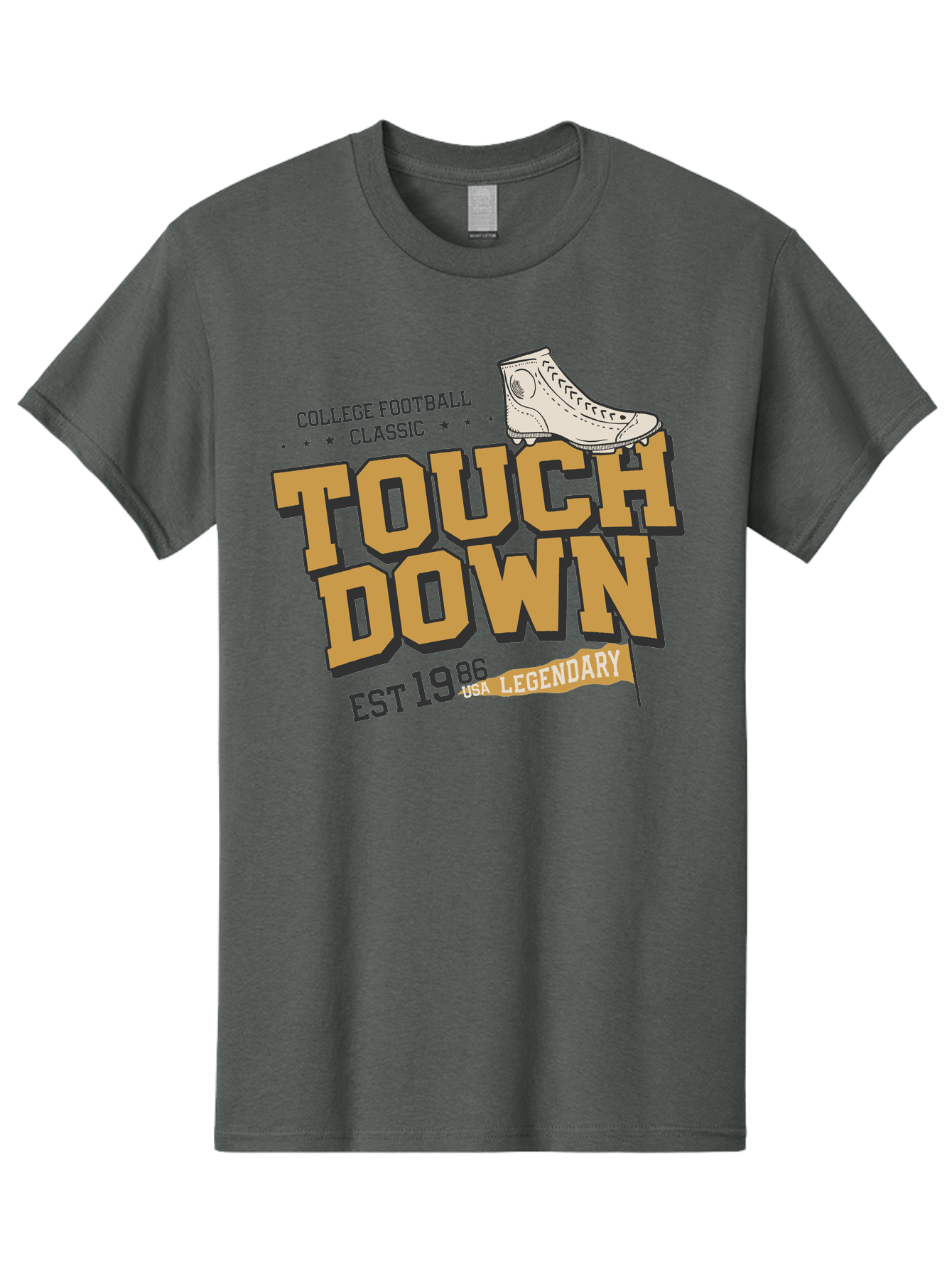 Touchdown Men'S Graphic Tee, 100% Cotton, Comfortable Casual Summer Wear, Machine Washable, College Football Classic, Touchdown, Legendary Football, Football Culture, Sports Nostalgia, Vintage Sports, Usa Football Legacy, Football History Aab955