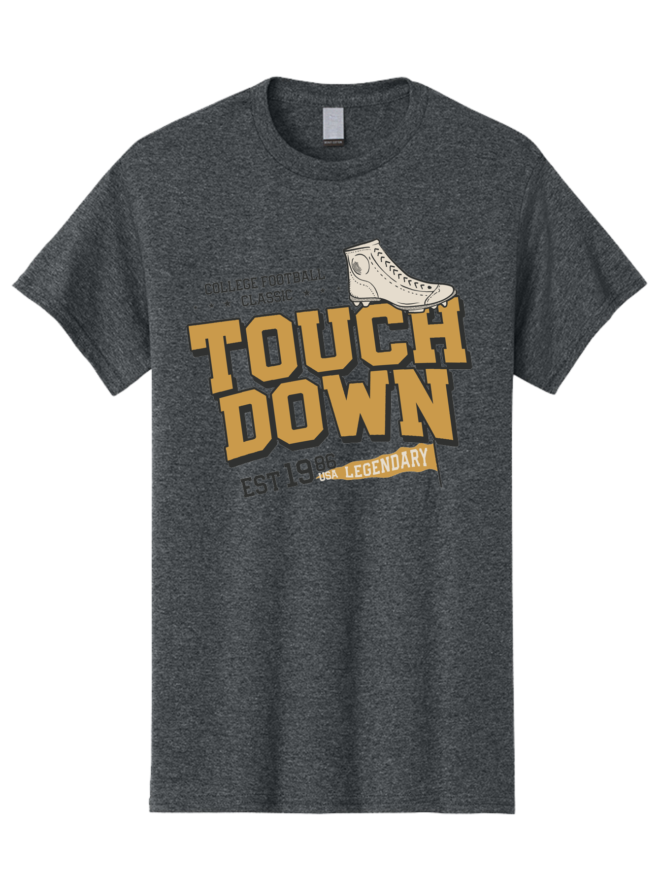 Touchdown Men'S Graphic Tee, 100% Cotton, Comfortable Casual Summer Wear, Machine Washable, College Football Classic, Touchdown, Legendary Football, Football Culture, Sports Nostalgia, Vintage Sports, Usa Football Legacy, Football History Aab955