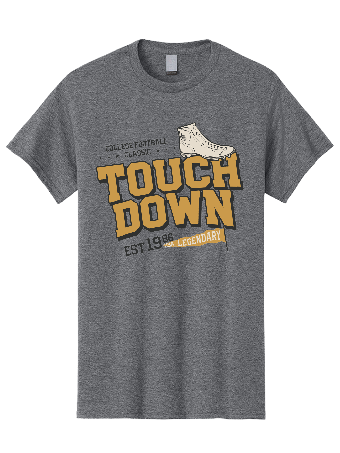 Touchdown Men'S Graphic Tee, 100% Cotton, Comfortable Casual Summer Wear, Machine Washable, College Football Classic, Touchdown, Legendary Football, Football Culture, Sports Nostalgia, Vintage Sports, Usa Football Legacy, Football History Aab955