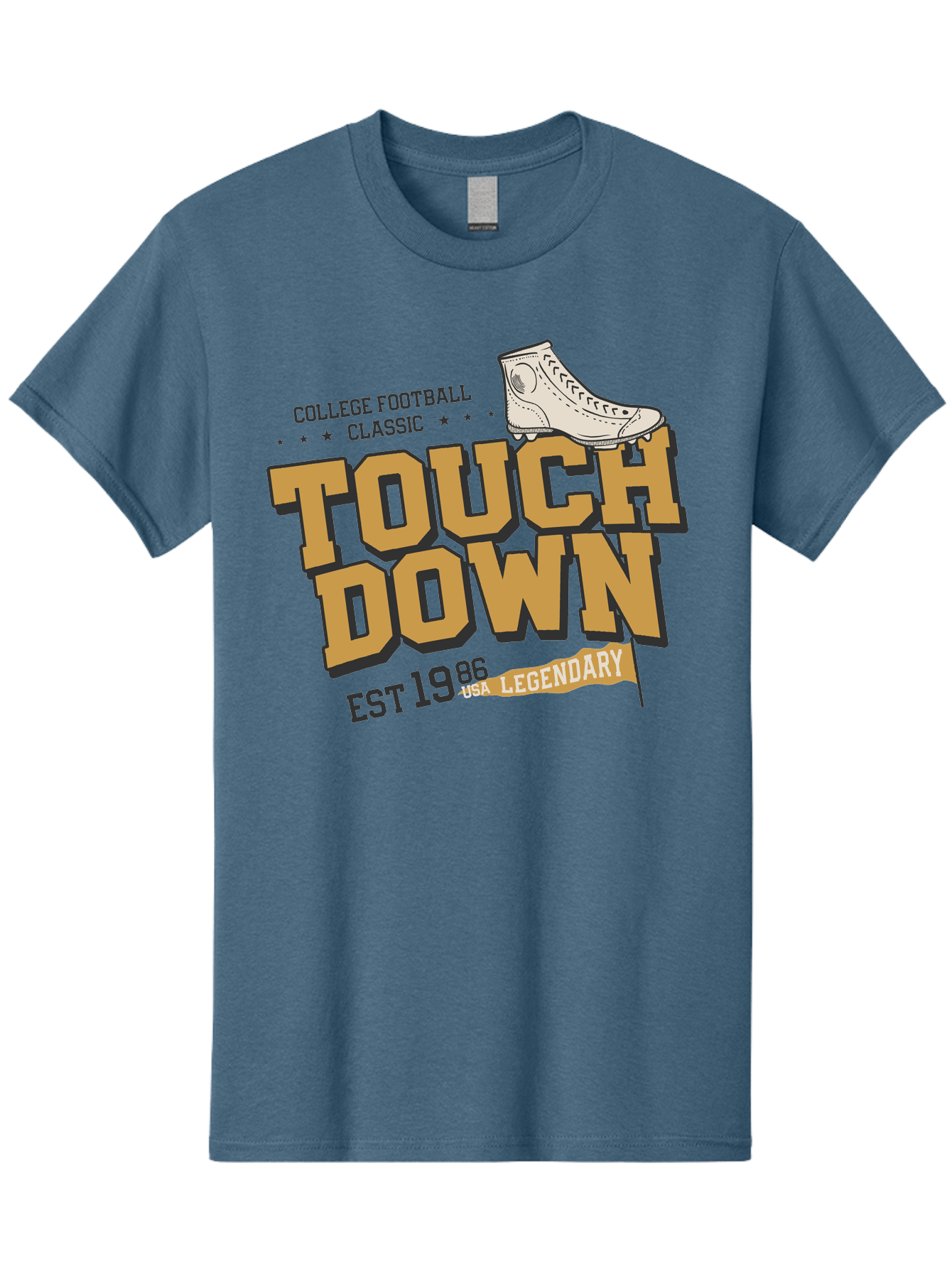 Touchdown Men'S Graphic Tee, 100% Cotton, Comfortable Casual Summer Wear, Machine Washable, College Football Classic, Touchdown, Legendary Football, Football Culture, Sports Nostalgia, Vintage Sports, Usa Football Legacy, Football History Aab955