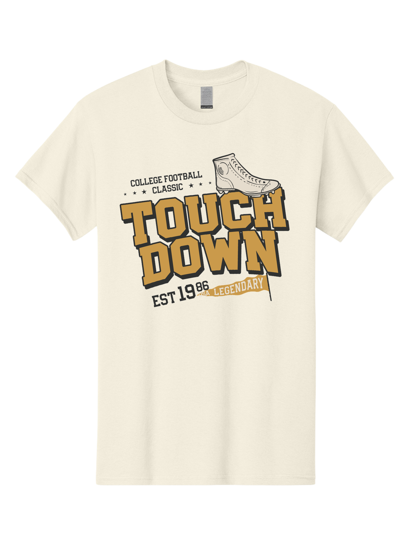 Touchdown Men'S Graphic Tee, 100% Cotton, Comfortable Casual Summer Wear, Machine Washable, College Football Classic, Touchdown, Legendary Football, Football Culture, Sports Nostalgia, Vintage Sports, Usa Football Legacy, Football History Aab955