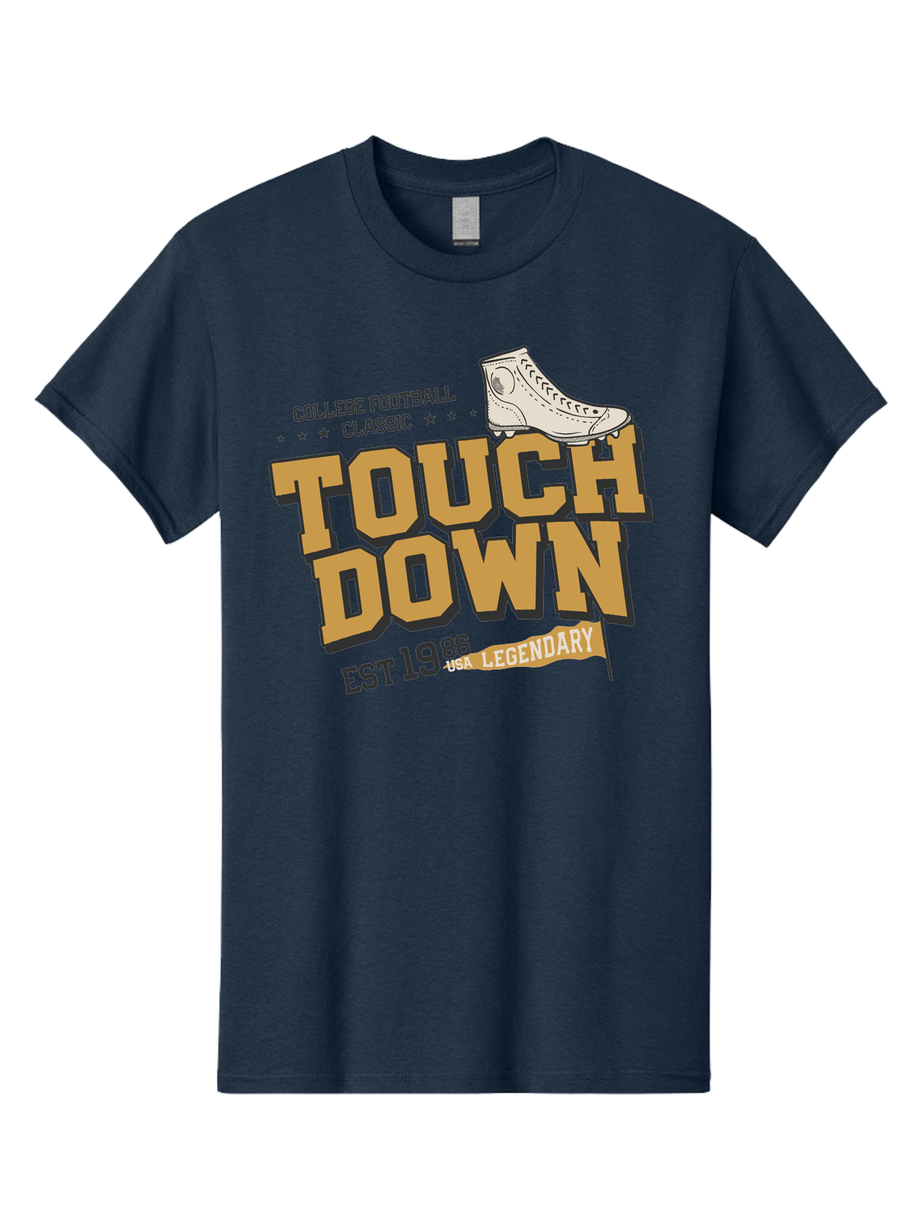 Touchdown Men'S Graphic Tee, 100% Cotton, Comfortable Casual Summer Wear, Machine Washable, College Football Classic, Touchdown, Legendary Football, Football Culture, Sports Nostalgia, Vintage Sports, Usa Football Legacy, Football History Aab955