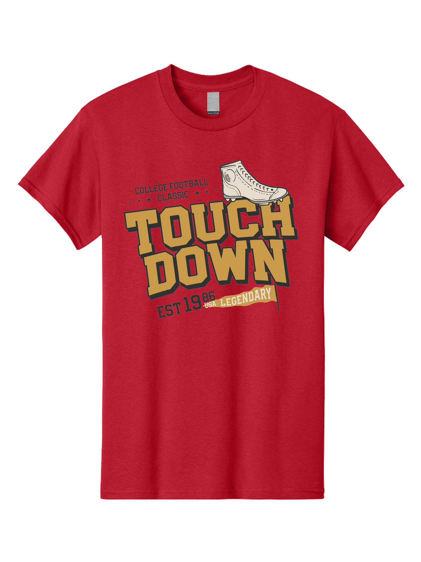 Touchdown Men'S Graphic Tee, 100% Cotton, Comfortable Casual Summer Wear, Machine Washable, College Football Classic, Touchdown, Legendary Football, Football Culture, Sports Nostalgia, Vintage Sports, Usa Football Legacy, Football History Aab955