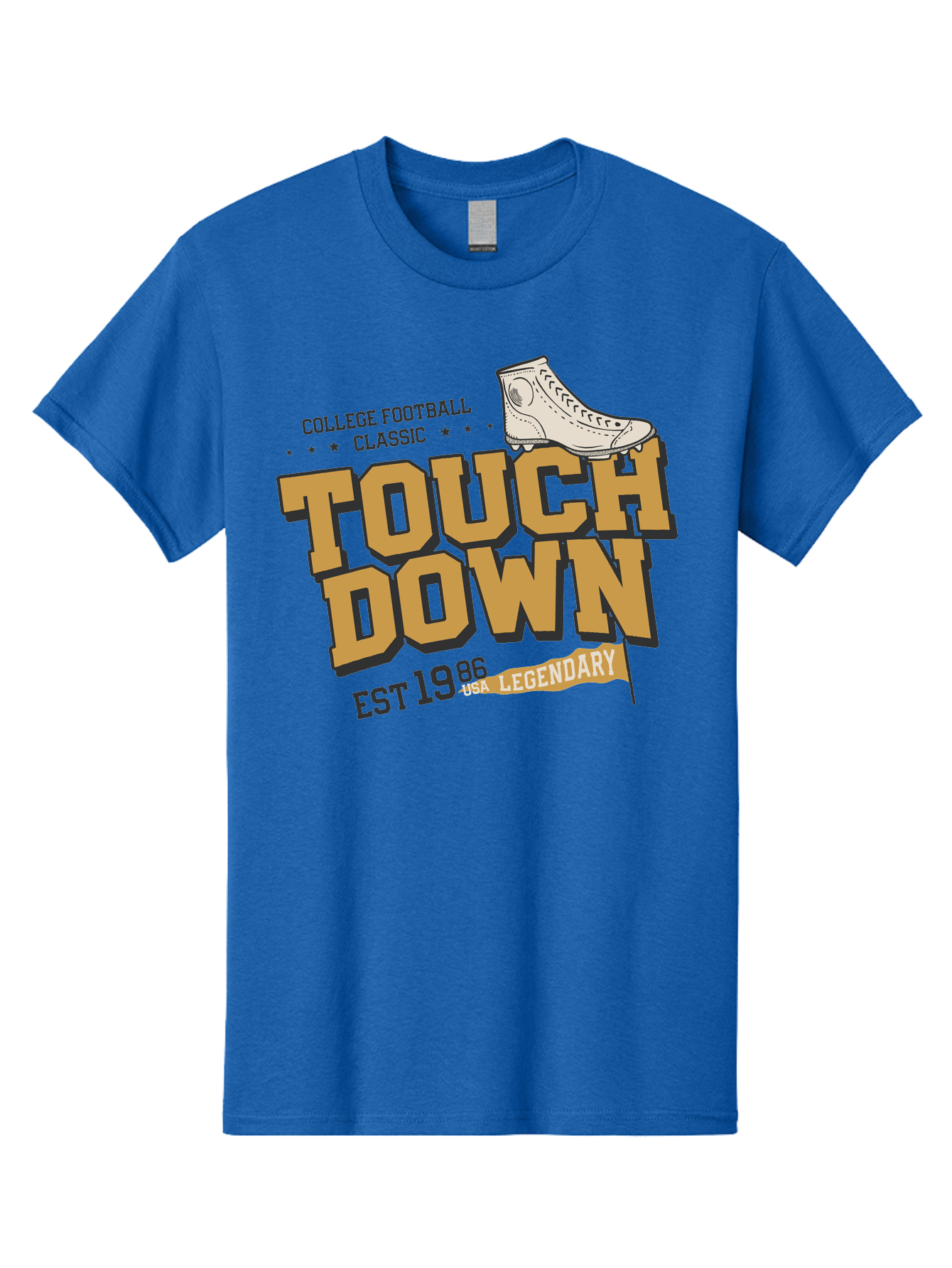 Touchdown Men'S Graphic Tee, 100% Cotton, Comfortable Casual Summer Wear, Machine Washable, College Football Classic, Touchdown, Legendary Football, Football Culture, Sports Nostalgia, Vintage Sports, Usa Football Legacy, Football History Aab955