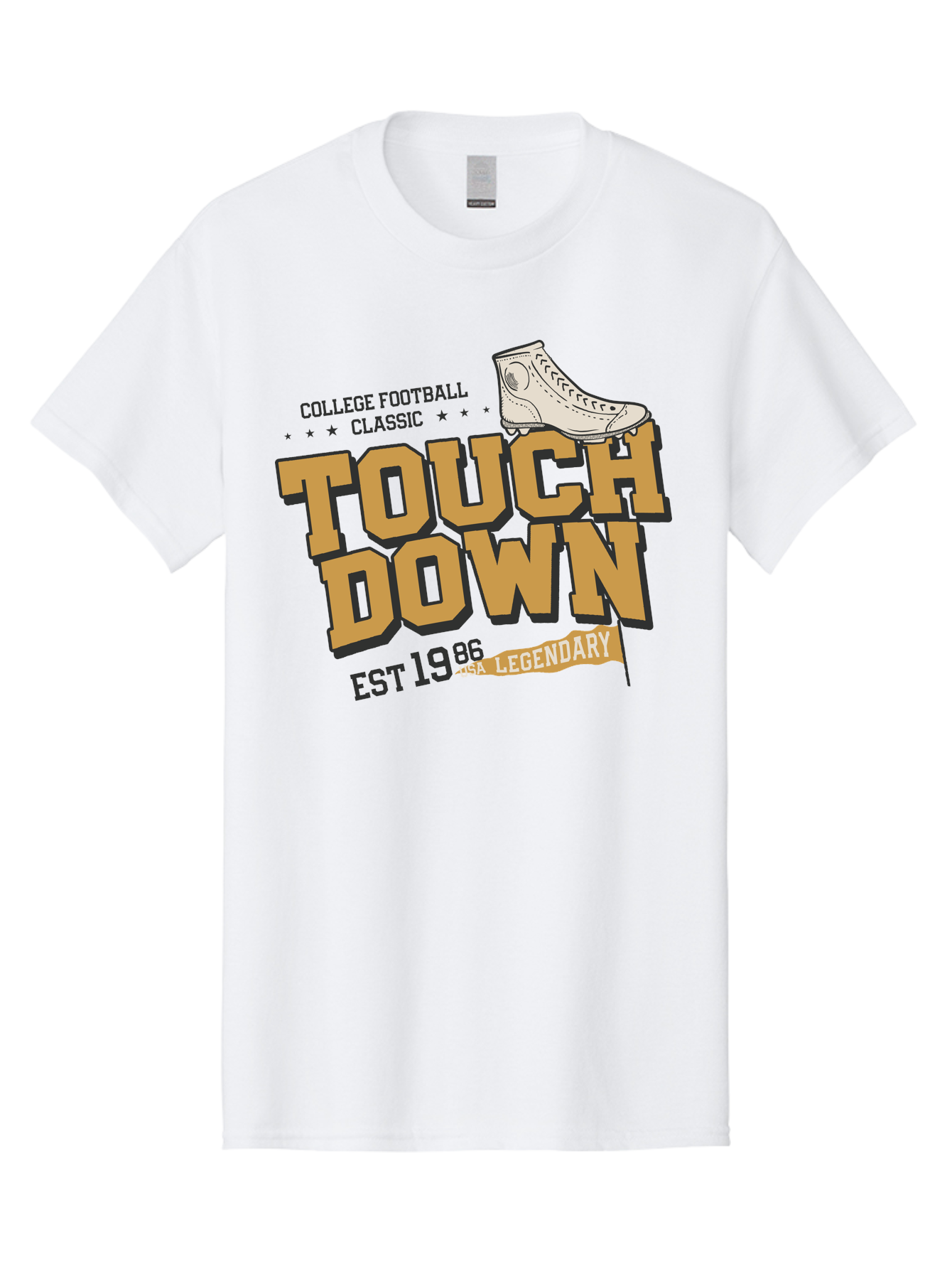Touchdown Men'S Graphic Tee, 100% Cotton, Comfortable Casual Summer Wear, Machine Washable, College Football Classic, Touchdown, Legendary Football, Football Culture, Sports Nostalgia, Vintage Sports, Usa Football Legacy, Football History Aab955