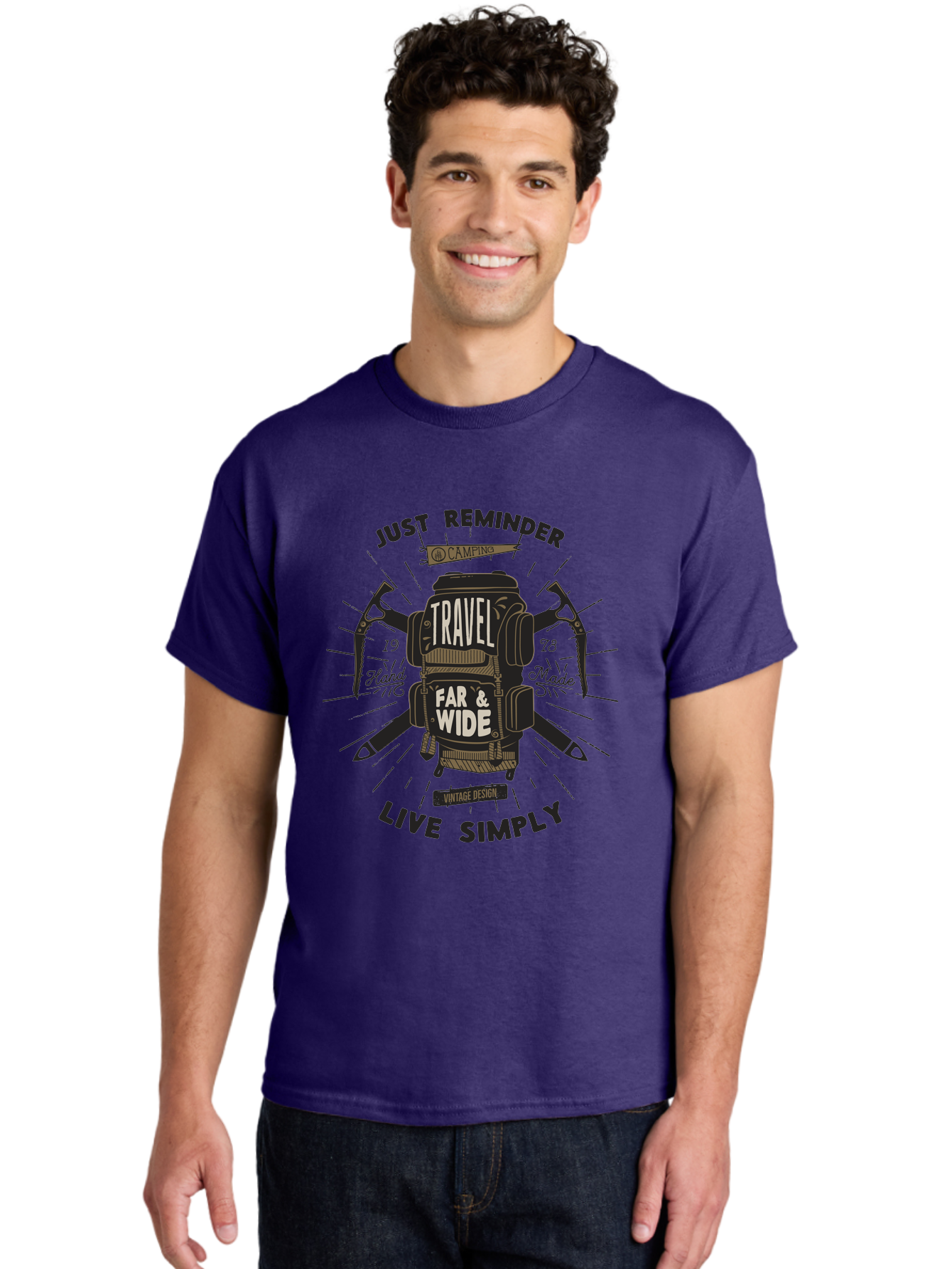 Travel-Far-Wide-2 Men'S Graphic Tee, 100% Cotton, Comfortable Casual Summer Wear, Machine Washable, Travel Inspiration, Adventure Seeking, Camping Gear, Vintage Design, Outdoor Lifestyle, Simple Living, Hand Made, Travel Far And Wide Aab957