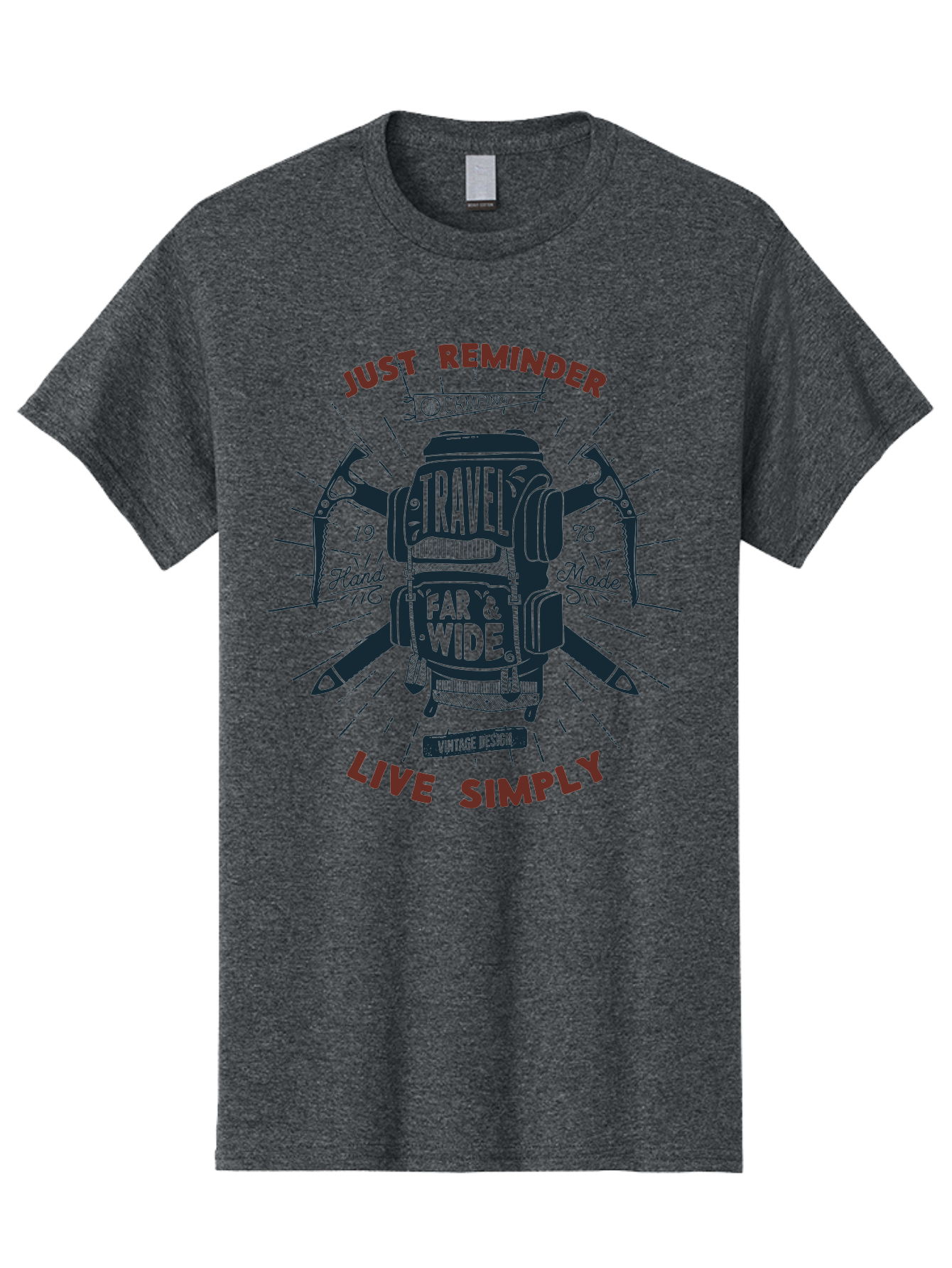 Travel-Far-Wide Men'S Graphic Tee, 100% Cotton, Comfortable Casual Summer Wear, Machine Washable, Travel Inspiration, Adventure, Camping, Vintage Design, Outdoor Lifestyle, Simplicity, Exploration, Wanderlust, Just Reminder, Live Simply Aab958