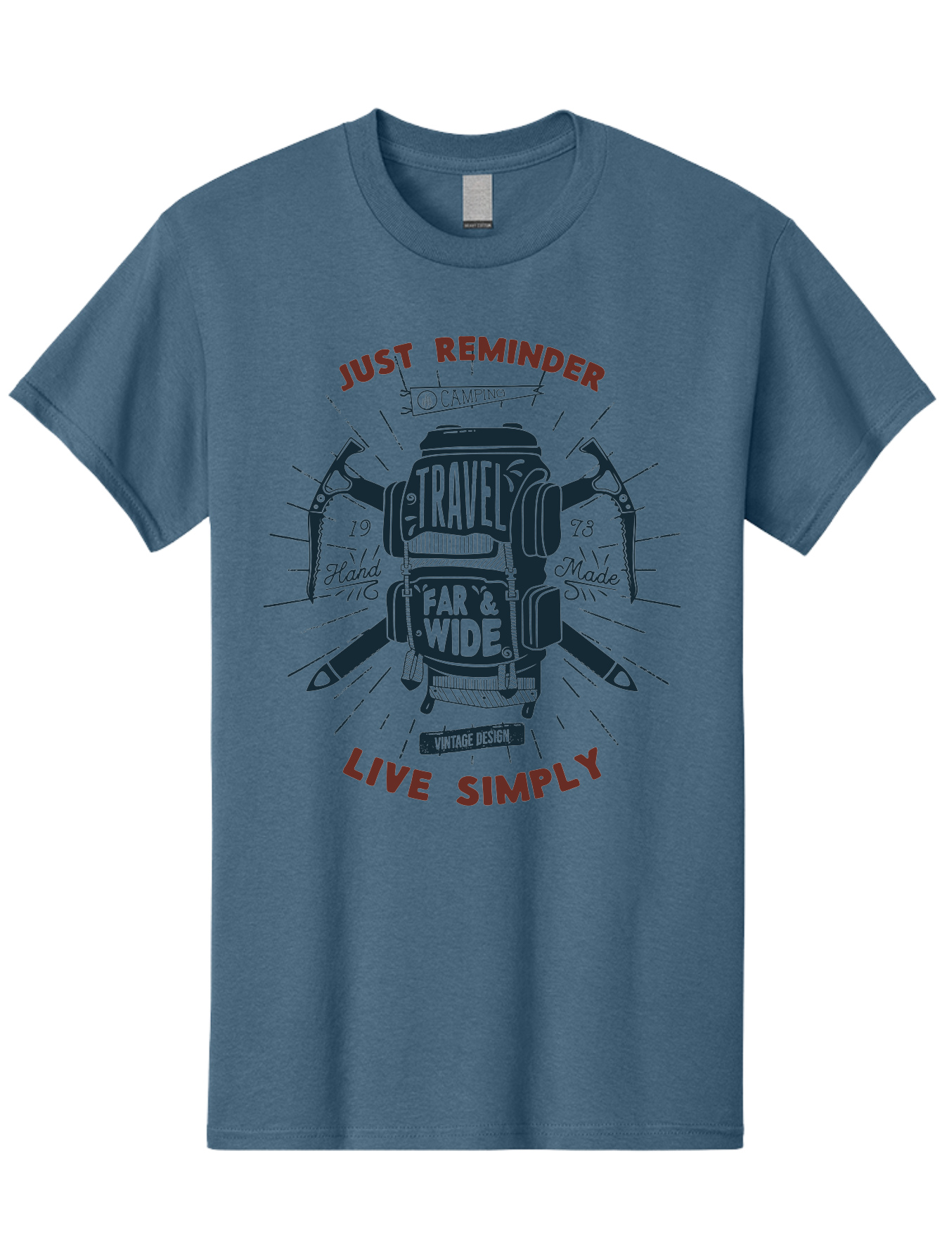 Travel-Far-Wide Men'S Graphic Tee, 100% Cotton, Comfortable Casual Summer Wear, Machine Washable, Travel Inspiration, Adventure, Camping, Vintage Design, Outdoor Lifestyle, Simplicity, Exploration, Wanderlust, Just Reminder, Live Simply Aab958