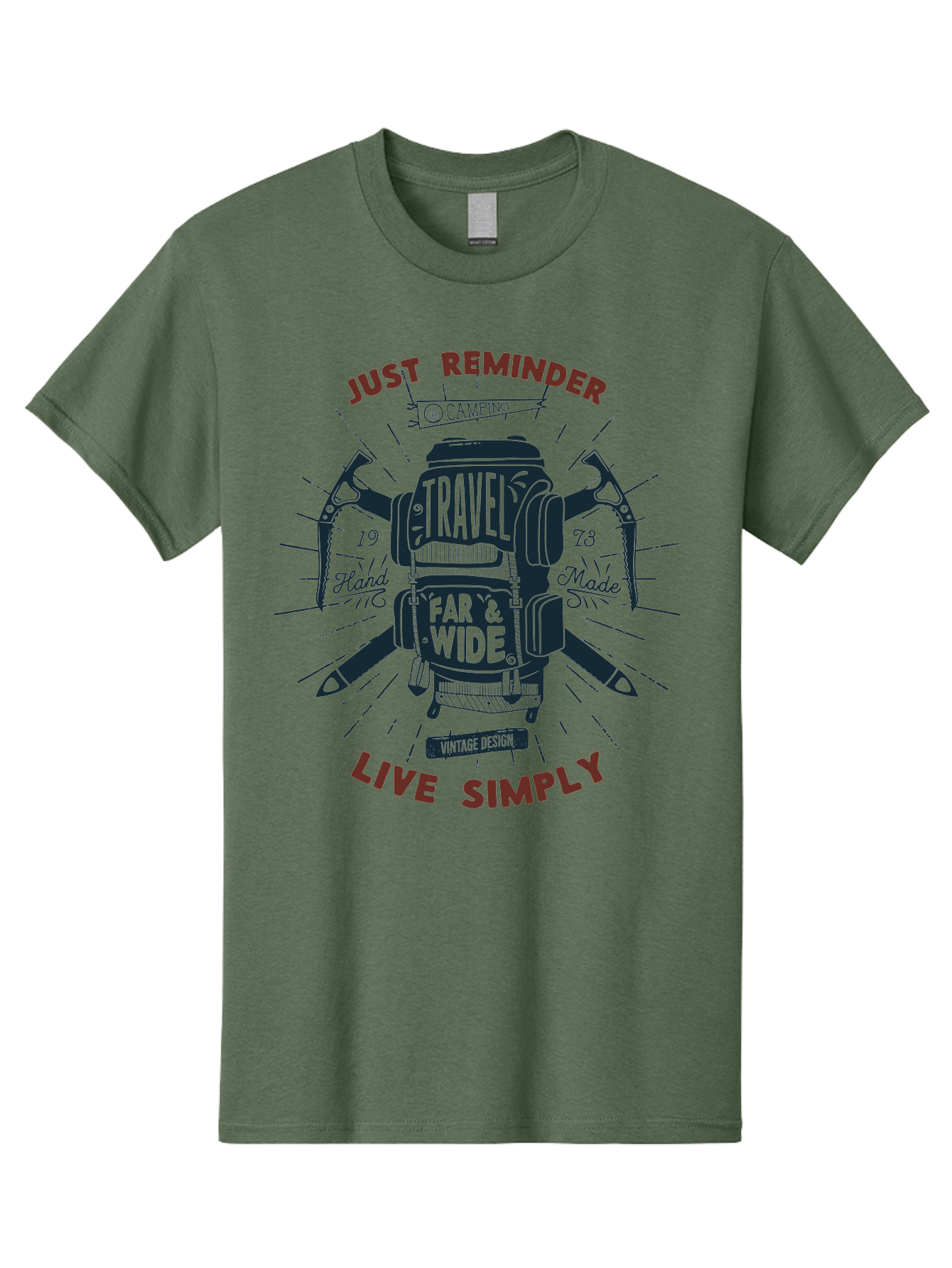 Travel-Far-Wide Men'S Graphic Tee, 100% Cotton, Comfortable Casual Summer Wear, Machine Washable, Travel Inspiration, Adventure, Camping, Vintage Design, Outdoor Lifestyle, Simplicity, Exploration, Wanderlust, Just Reminder, Live Simply Aab958
