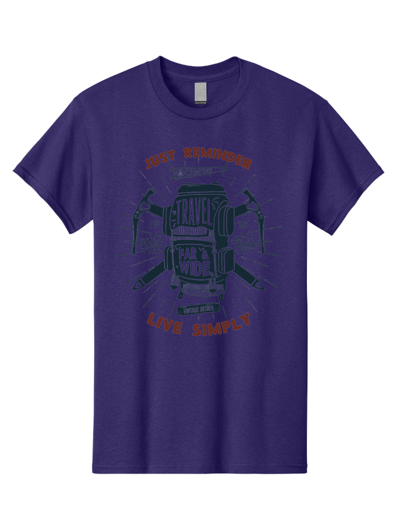 Travel-Far-Wide Men'S Graphic Tee, 100% Cotton, Comfortable Casual Summer Wear, Machine Washable, Travel Inspiration, Adventure, Camping, Vintage Design, Outdoor Lifestyle, Simplicity, Exploration, Wanderlust, Just Reminder, Live Simply Aab958