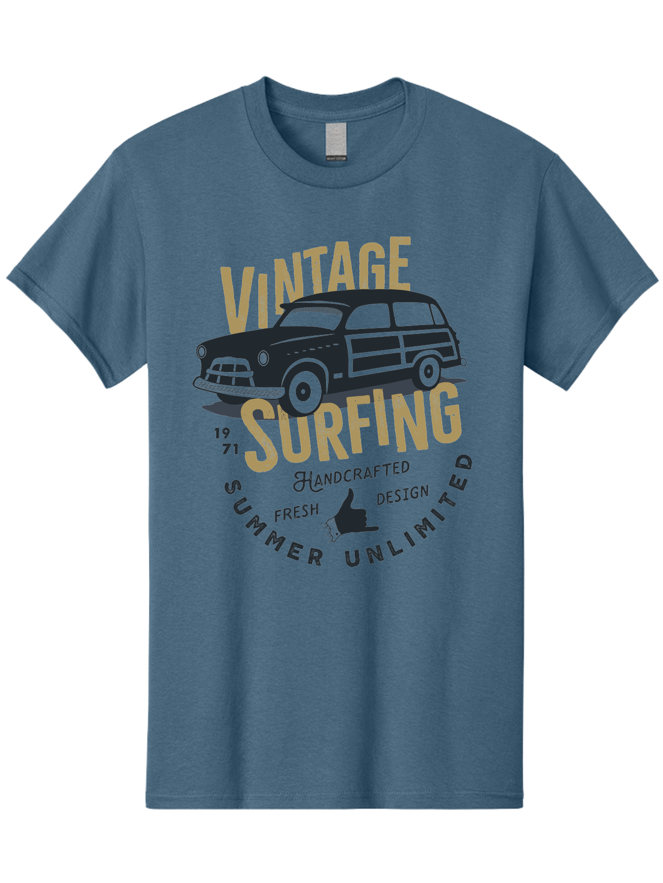 Vintage-Surfing-1 Men'S Graphic Tee, 100% Cotton, Comfortable Casual Summer Wear, Machine Washable, Vintage Surf Car, Retro Surf Culture, Summer Vibes, Surf Inspired Art, Surfer Dude, Cool Car Designs, Classic Surf Style Aab959
