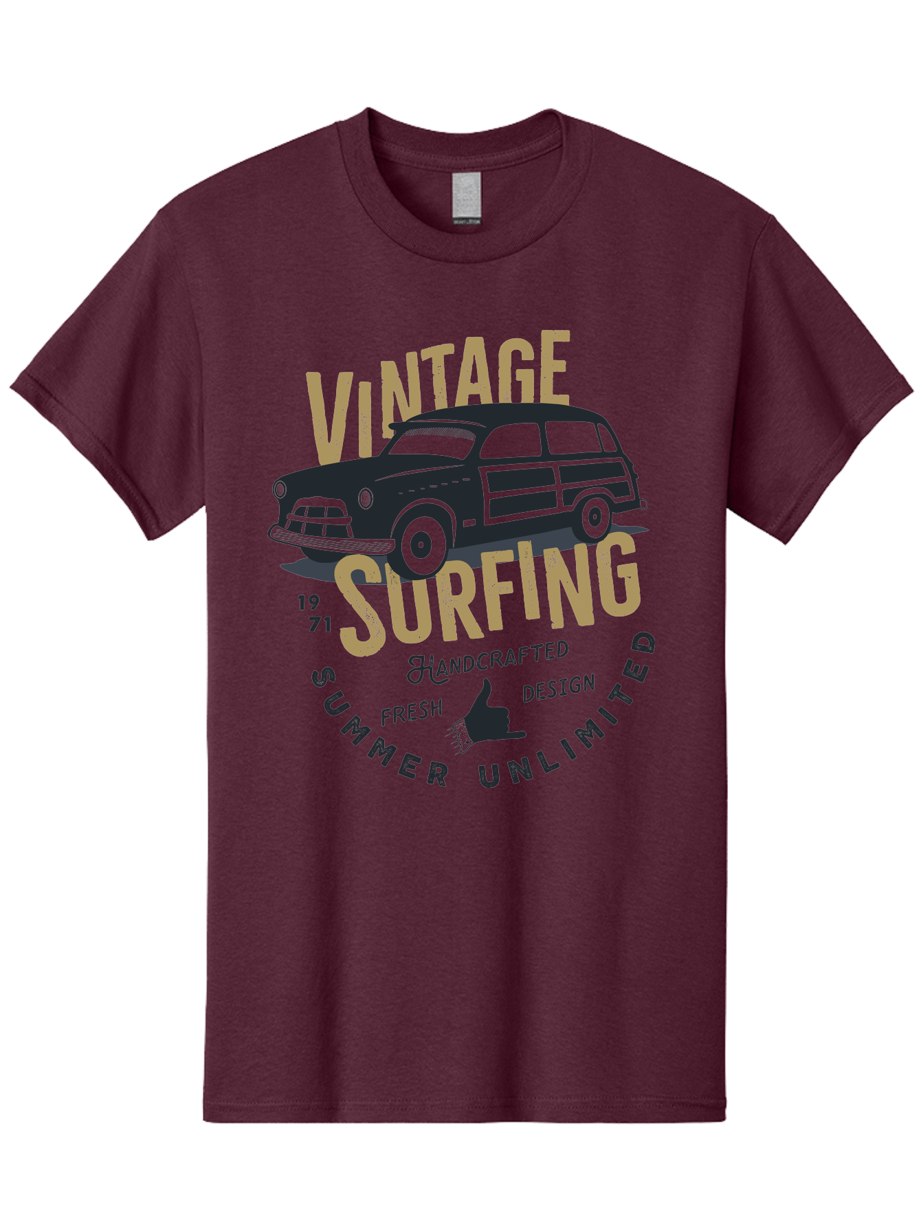 Vintage-Surfing-1 Men'S Graphic Tee, 100% Cotton, Comfortable Casual Summer Wear, Machine Washable, Vintage Surf Car, Retro Surf Culture, Summer Vibes, Surf Inspired Art, Surfer Dude, Cool Car Designs, Classic Surf Style Aab959