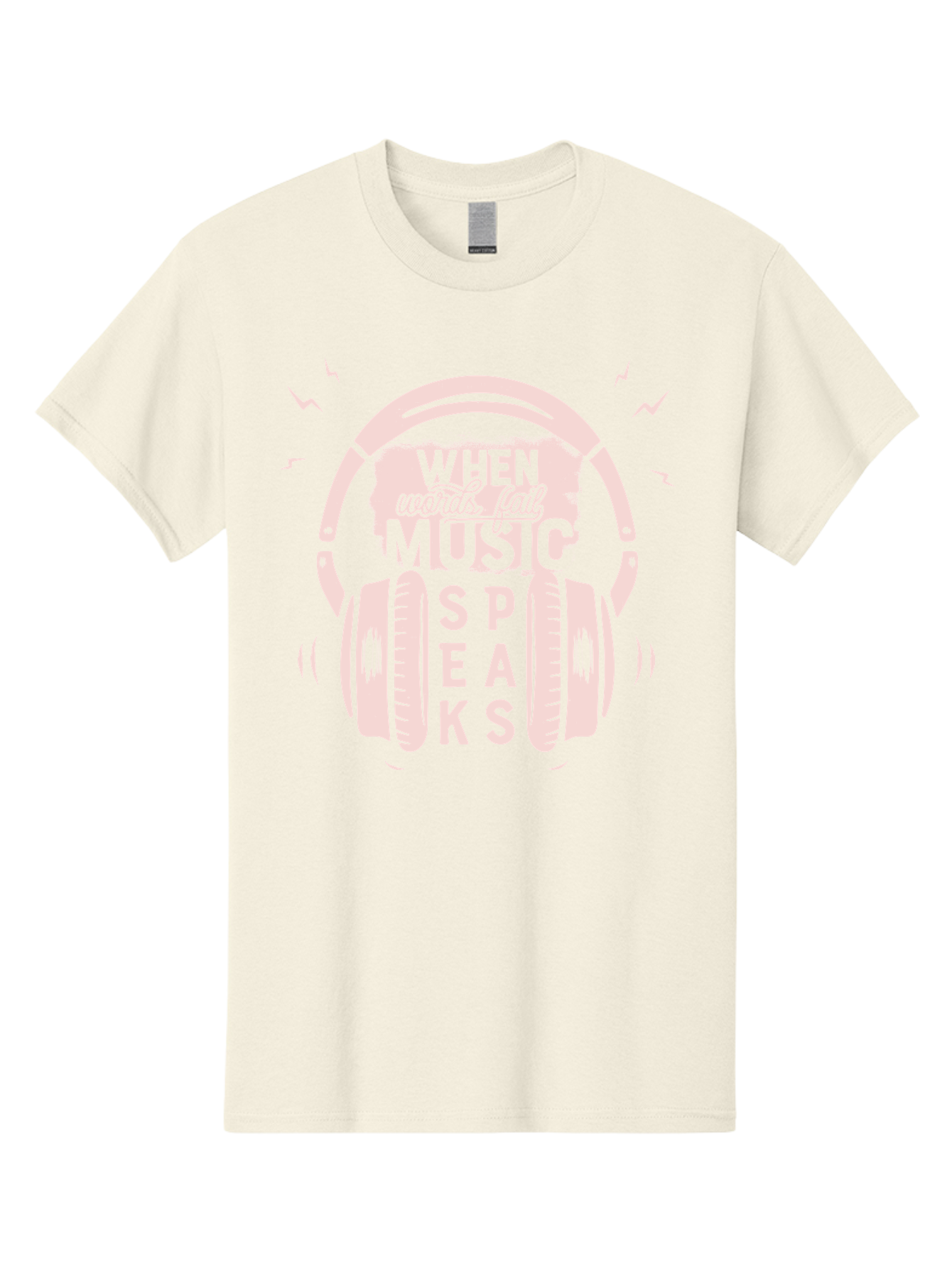When-Words-Fail-Music-Speaks-Headphones Men'S Graphic Tee, 100% Cotton, Comfortable Casual Summer Wear, Machine Washable, Music Speaks, Inspiring Quotes, Headphone Design, Motivational Phrases, Music Inspiration, Words Of Wisdom, Aab962