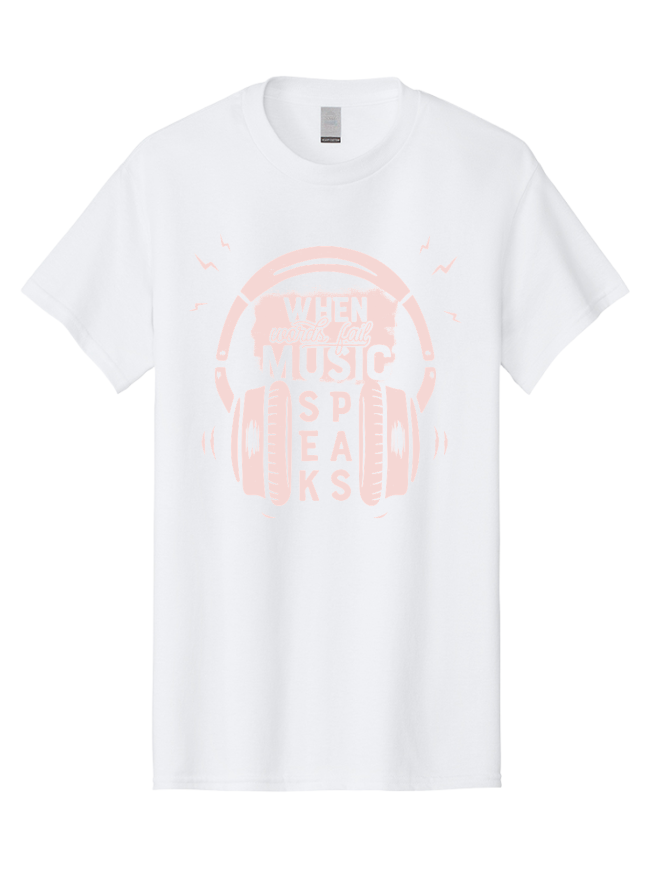When-Words-Fail-Music-Speaks-Headphones Men'S Graphic Tee, 100% Cotton, Comfortable Casual Summer Wear, Machine Washable, Music Speaks, Inspiring Quotes, Headphone Design, Motivational Phrases, Music Inspiration, Words Of Wisdom, Aab962