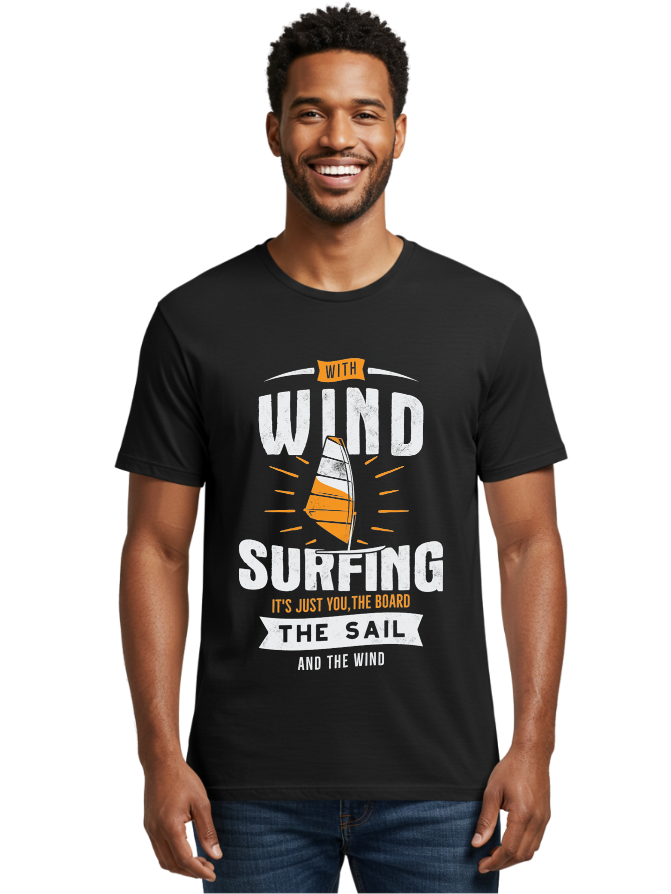 Wind-Surfing Men'S Graphic Tee, 100% Cotton, Comfortable Casual Summer Wear, Machine Washable, Windsurfing, Water Sports, Sailing, Adventure Seekers, Thrill Lovers, Windsurfing Quotes, Sailing Inspiration, Surfing Culture, Extreme Sports, Aab964