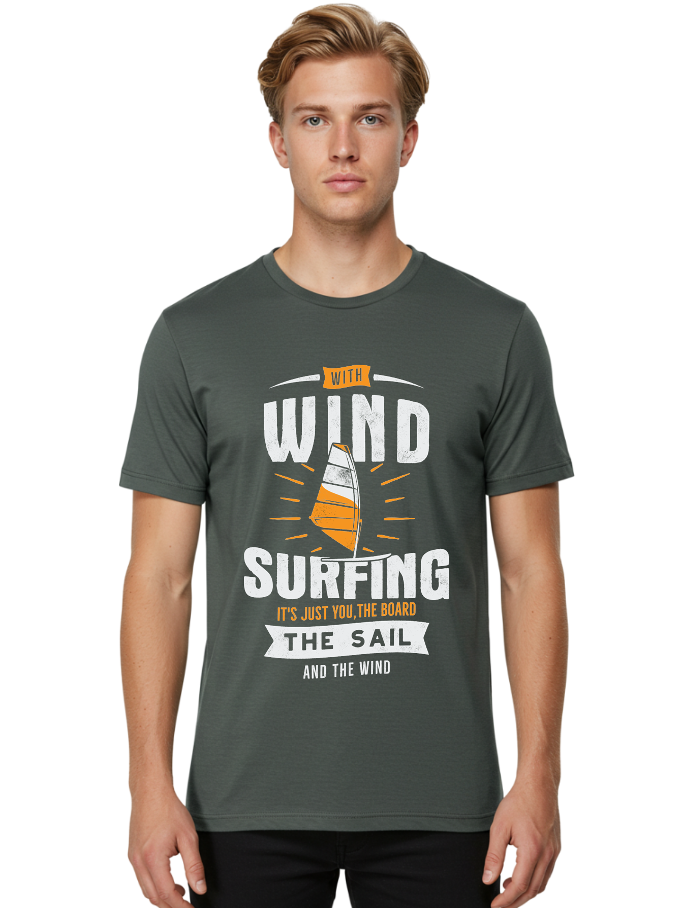 Wind-Surfing Men'S Graphic Tee, 100% Cotton, Comfortable Casual Summer Wear, Machine Washable, Windsurfing, Water Sports, Sailing, Adventure Seekers, Thrill Lovers, Windsurfing Quotes, Sailing Inspiration, Surfing Culture, Extreme Sports, Aab964