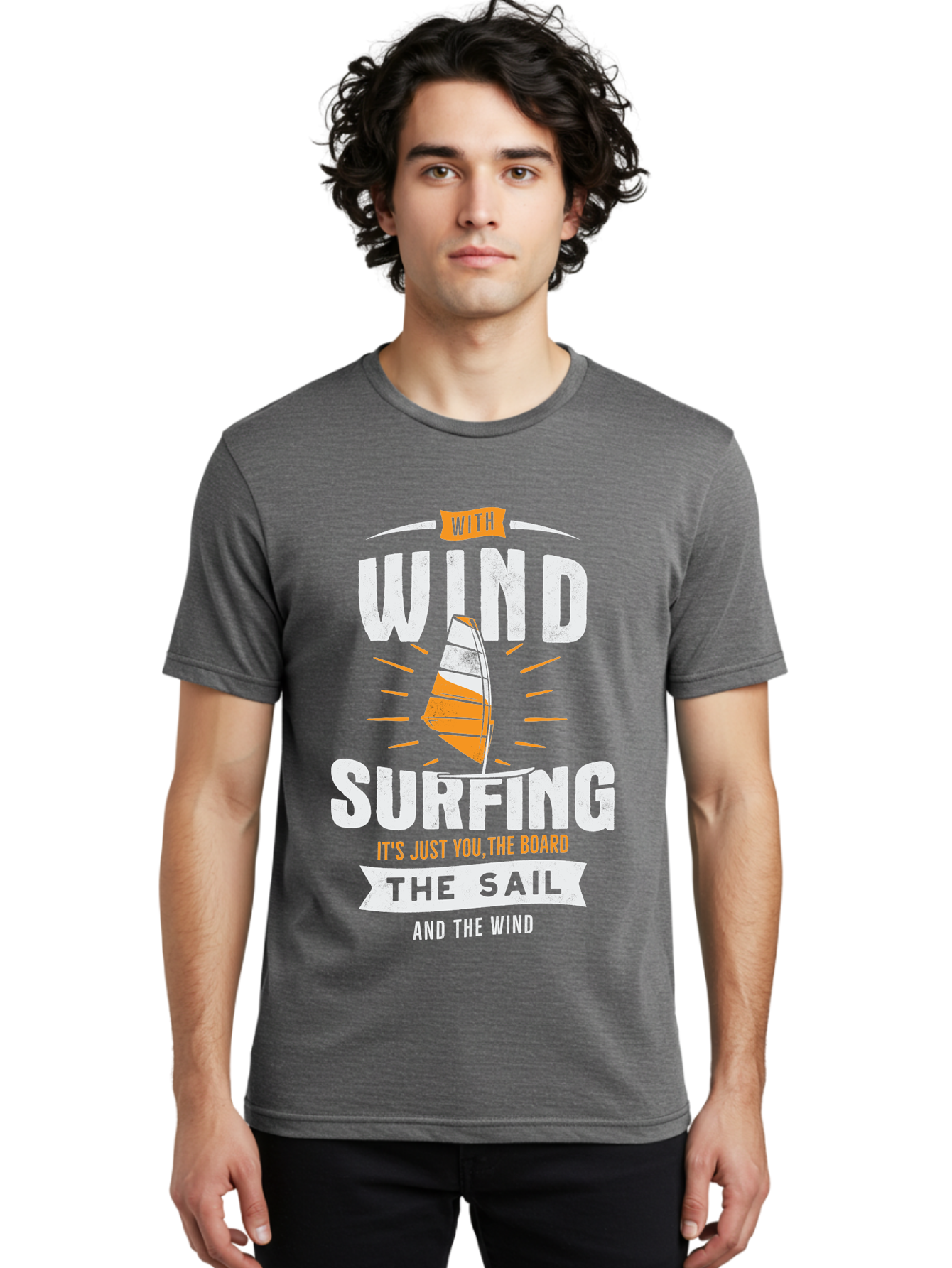 Wind-Surfing Men'S Graphic Tee, 100% Cotton, Comfortable Casual Summer Wear, Machine Washable, Windsurfing, Water Sports, Sailing, Adventure Seekers, Thrill Lovers, Windsurfing Quotes, Sailing Inspiration, Surfing Culture, Extreme Sports, Aab964