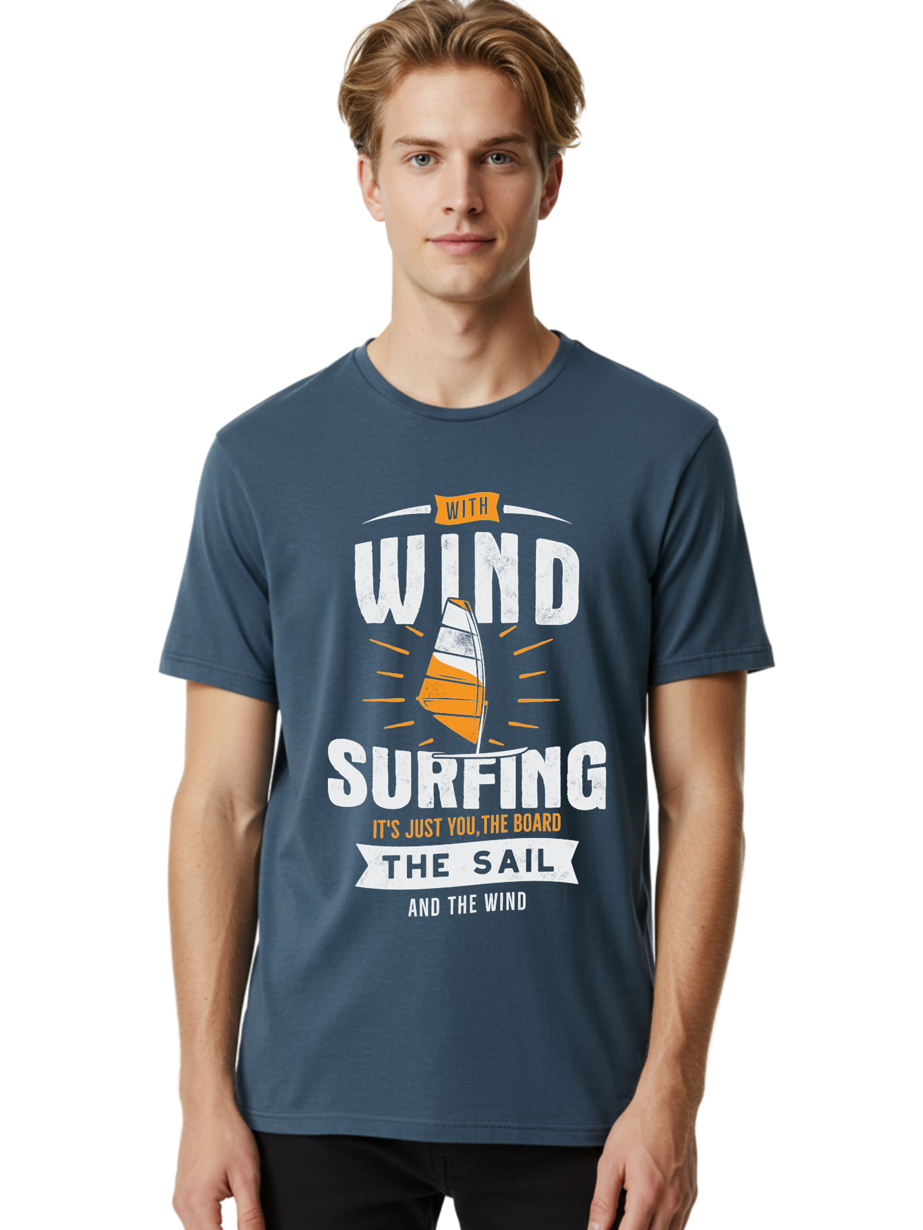 Wind-Surfing Men'S Graphic Tee, 100% Cotton, Comfortable Casual Summer Wear, Machine Washable, Windsurfing, Water Sports, Sailing, Adventure Seekers, Thrill Lovers, Windsurfing Quotes, Sailing Inspiration, Surfing Culture, Extreme Sports, Aab964