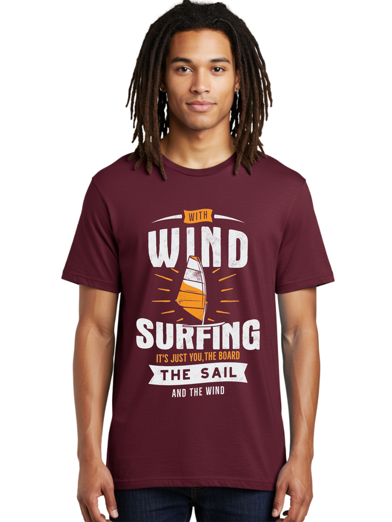 Wind-Surfing Men'S Graphic Tee, 100% Cotton, Comfortable Casual Summer Wear, Machine Washable, Windsurfing, Water Sports, Sailing, Adventure Seekers, Thrill Lovers, Windsurfing Quotes, Sailing Inspiration, Surfing Culture, Extreme Sports, Aab964