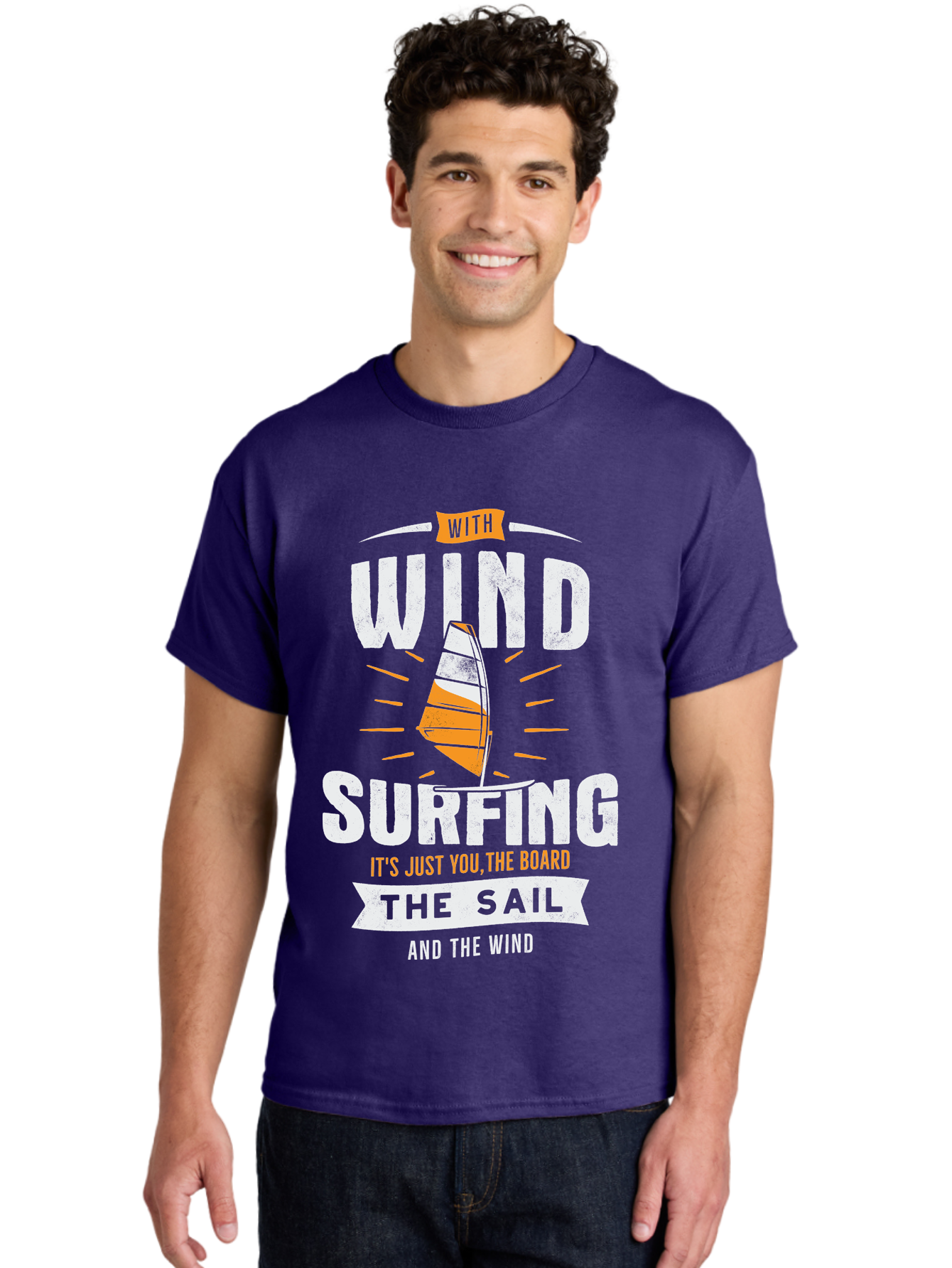 Wind-Surfing Men'S Graphic Tee, 100% Cotton, Comfortable Casual Summer Wear, Machine Washable, Windsurfing, Water Sports, Sailing, Adventure Seekers, Thrill Lovers, Windsurfing Quotes, Sailing Inspiration, Surfing Culture, Extreme Sports, Aab964