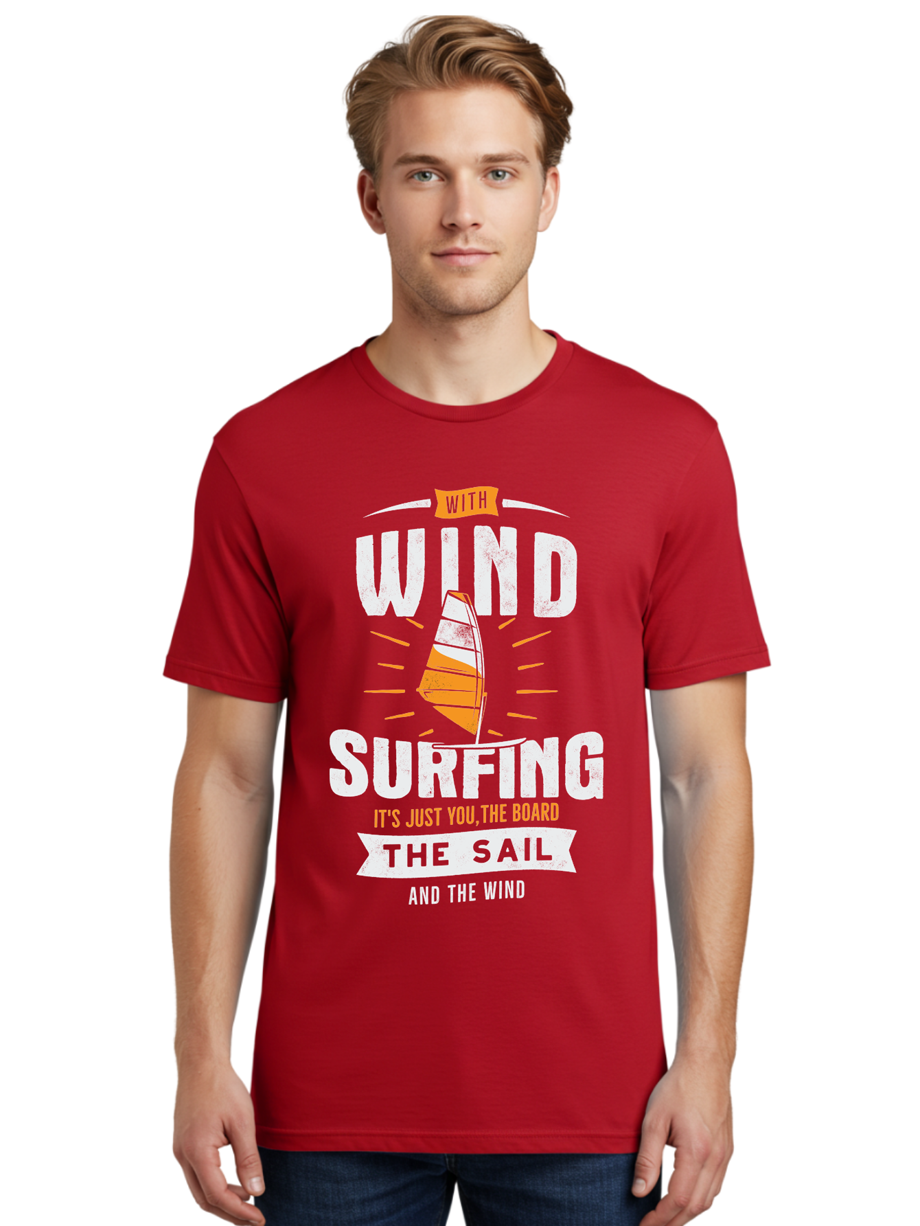 Wind-Surfing Men'S Graphic Tee, 100% Cotton, Comfortable Casual Summer Wear, Machine Washable, Windsurfing, Water Sports, Sailing, Adventure Seekers, Thrill Lovers, Windsurfing Quotes, Sailing Inspiration, Surfing Culture, Extreme Sports, Aab964