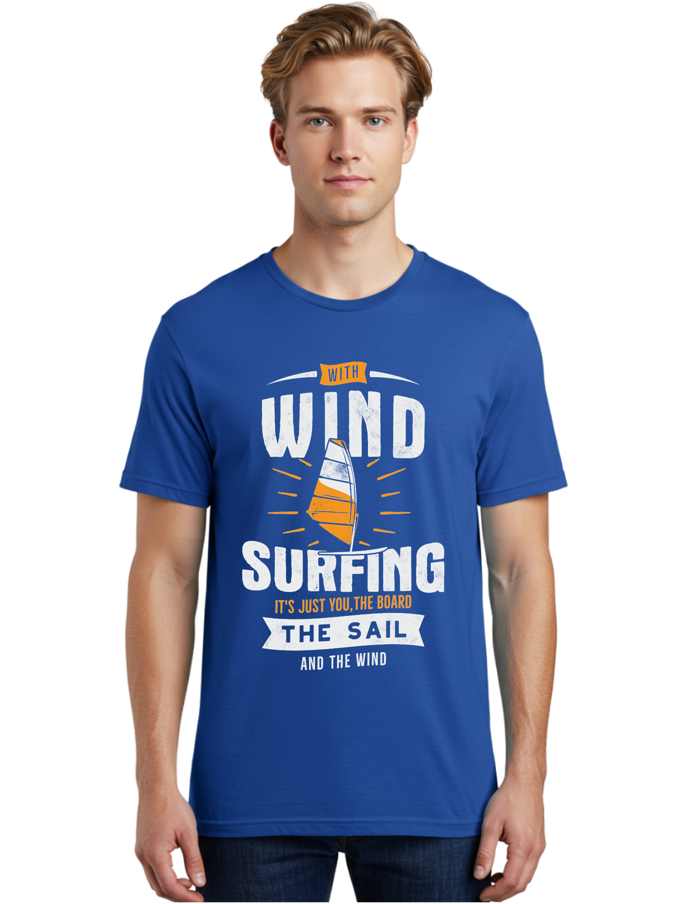 Wind-Surfing Men'S Graphic Tee, 100% Cotton, Comfortable Casual Summer Wear, Machine Washable, Windsurfing, Water Sports, Sailing, Adventure Seekers, Thrill Lovers, Windsurfing Quotes, Sailing Inspiration, Surfing Culture, Extreme Sports, Aab964