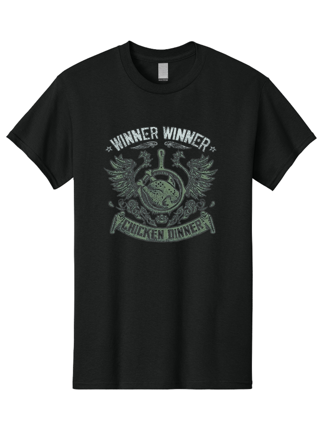 Winner-Winner-Chicken-Dinner Men'S Graphic Tee, 100% Cotton, Comfortable Casual Summer Wear, Machine Washable, Vintage-Style Emblem, Chicken Dinner Logo, Victorious Theme, Culinary Badge, Winner Winner, Chicken Dinner, Bold Typography, Aab965