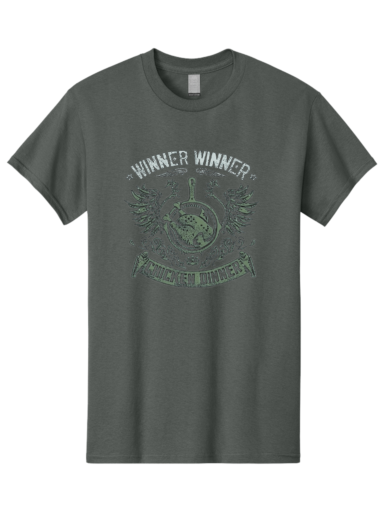 Winner-Winner-Chicken-Dinner Men'S Graphic Tee, 100% Cotton, Comfortable Casual Summer Wear, Machine Washable, Vintage-Style Emblem, Chicken Dinner Logo, Victorious Theme, Culinary Badge, Winner Winner, Chicken Dinner, Bold Typography, Aab965
