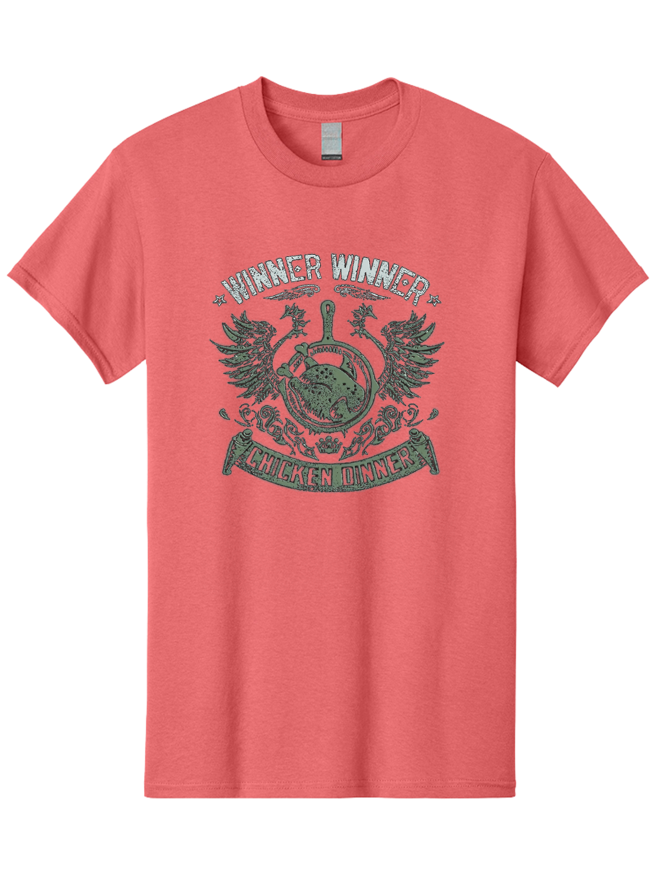 Winner-Winner-Chicken-Dinner Men'S Graphic Tee, 100% Cotton, Comfortable Casual Summer Wear, Machine Washable, Vintage-Style Emblem, Chicken Dinner Logo, Victorious Theme, Culinary Badge, Winner Winner, Chicken Dinner, Bold Typography, Aab965