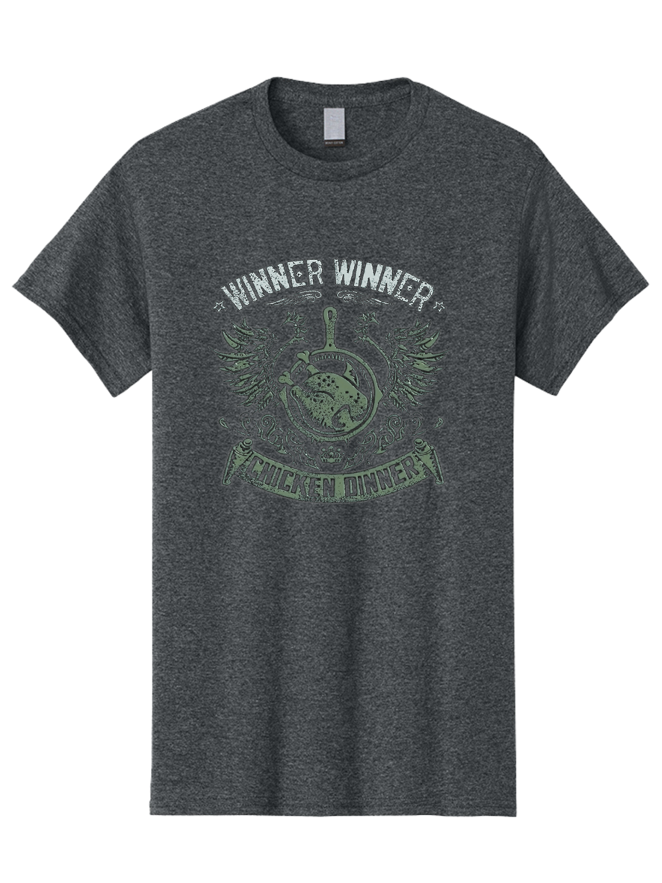 Winner-Winner-Chicken-Dinner Men'S Graphic Tee, 100% Cotton, Comfortable Casual Summer Wear, Machine Washable, Vintage-Style Emblem, Chicken Dinner Logo, Victorious Theme, Culinary Badge, Winner Winner, Chicken Dinner, Bold Typography, Aab965