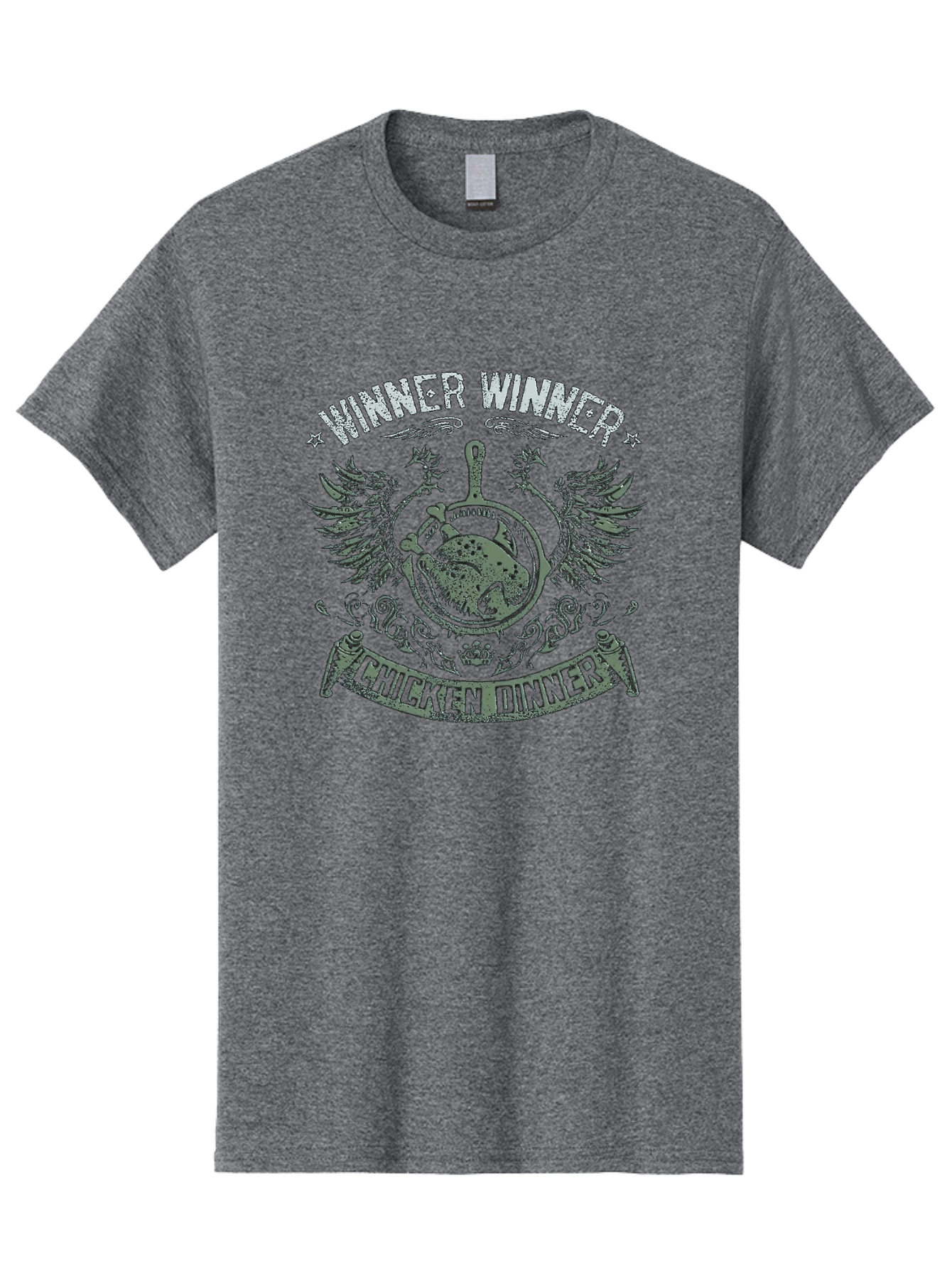 Winner-Winner-Chicken-Dinner Men'S Graphic Tee, 100% Cotton, Comfortable Casual Summer Wear, Machine Washable, Vintage-Style Emblem, Chicken Dinner Logo, Victorious Theme, Culinary Badge, Winner Winner, Chicken Dinner, Bold Typography, Aab965