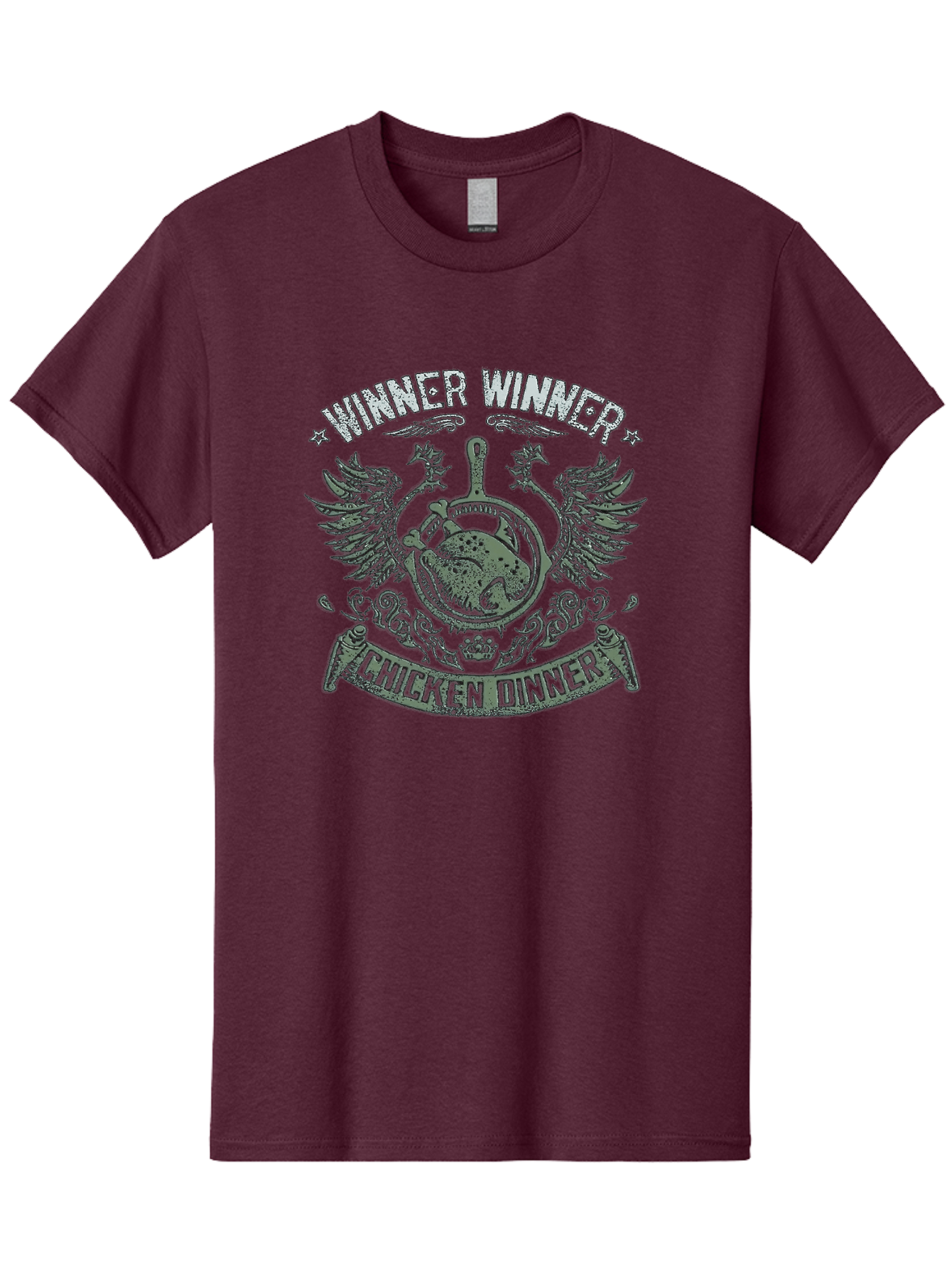 Winner-Winner-Chicken-Dinner Men'S Graphic Tee, 100% Cotton, Comfortable Casual Summer Wear, Machine Washable, Vintage-Style Emblem, Chicken Dinner Logo, Victorious Theme, Culinary Badge, Winner Winner, Chicken Dinner, Bold Typography, Aab965