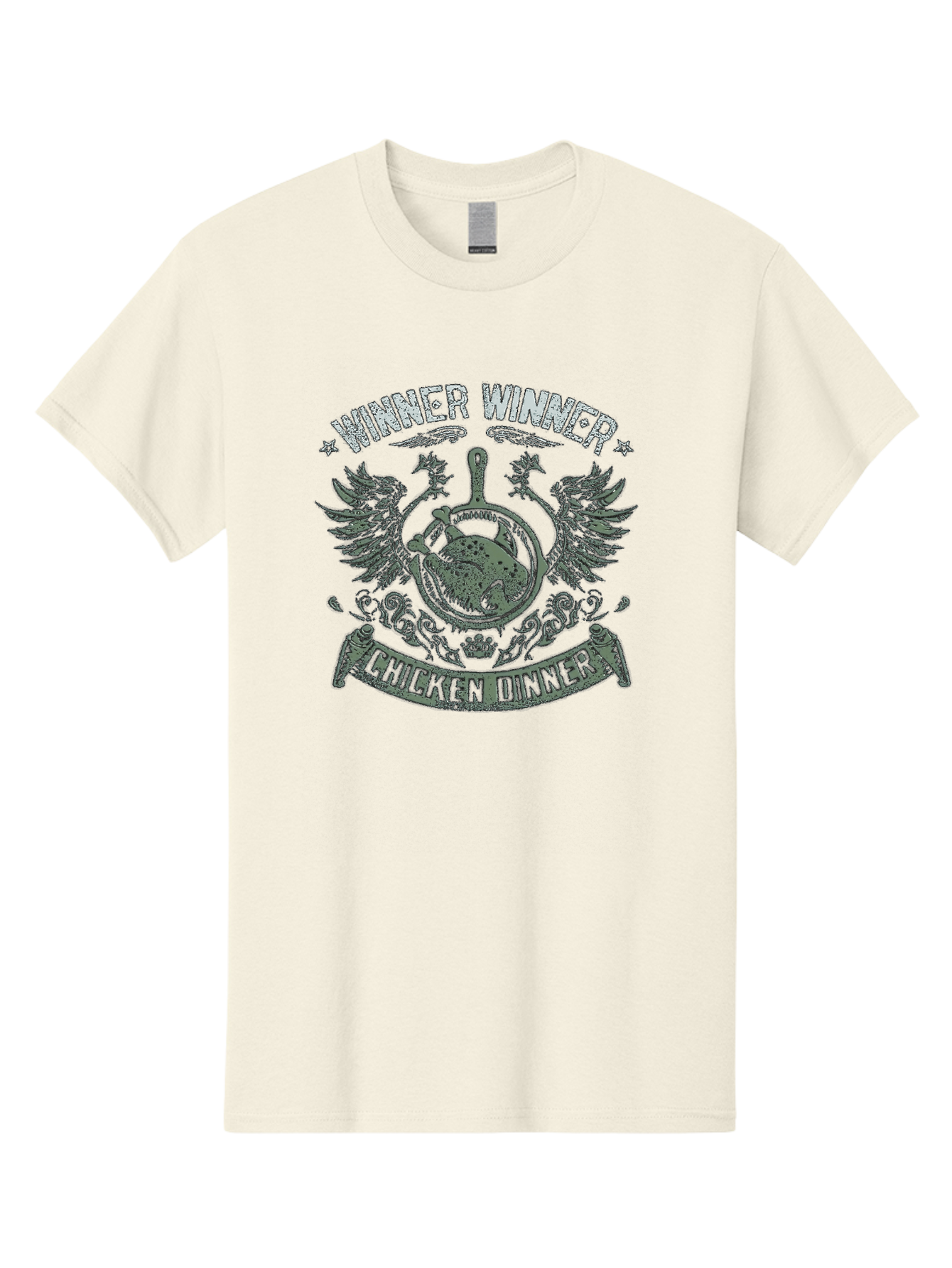 Winner-Winner-Chicken-Dinner Men'S Graphic Tee, 100% Cotton, Comfortable Casual Summer Wear, Machine Washable, Vintage-Style Emblem, Chicken Dinner Logo, Victorious Theme, Culinary Badge, Winner Winner, Chicken Dinner, Bold Typography, Aab965