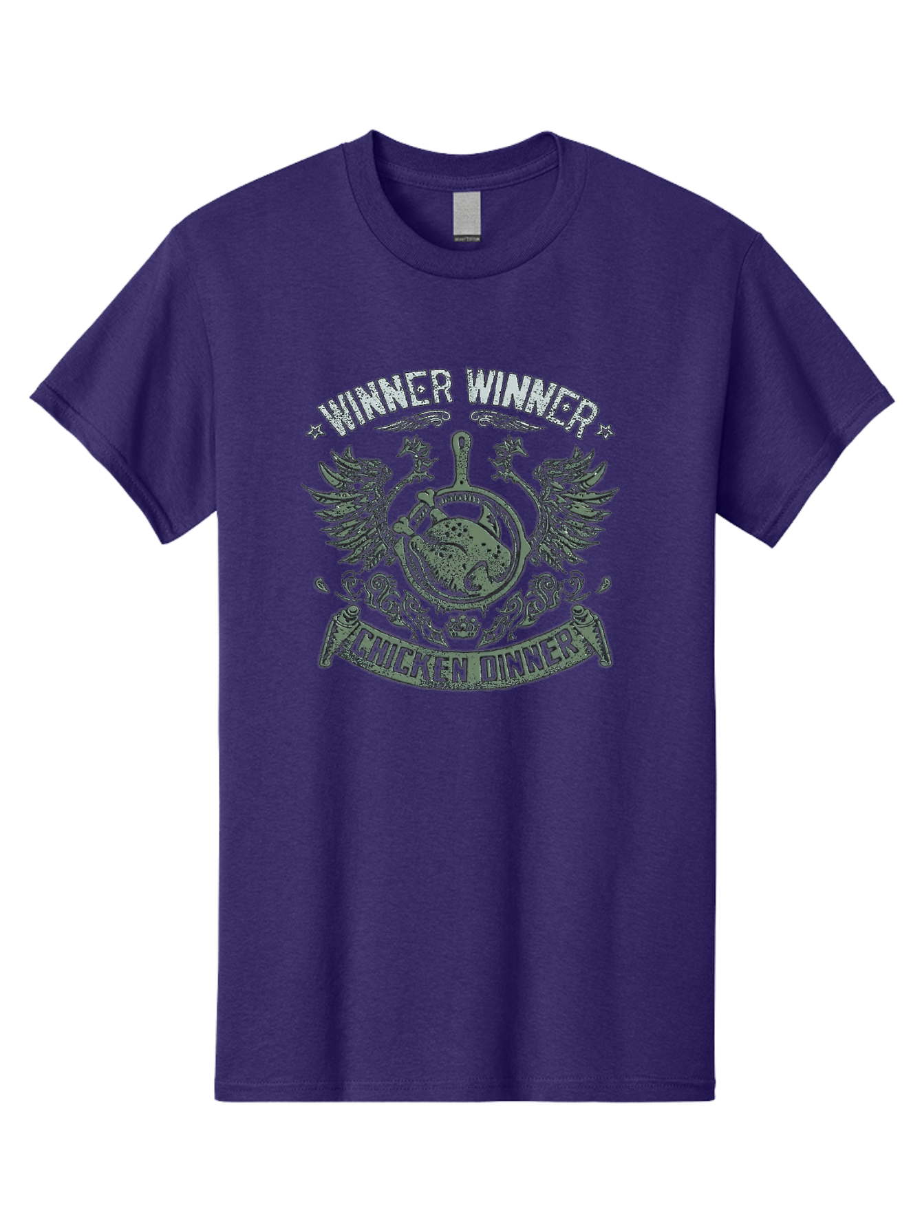 Winner-Winner-Chicken-Dinner Men'S Graphic Tee, 100% Cotton, Comfortable Casual Summer Wear, Machine Washable, Vintage-Style Emblem, Chicken Dinner Logo, Victorious Theme, Culinary Badge, Winner Winner, Chicken Dinner, Bold Typography, Aab965