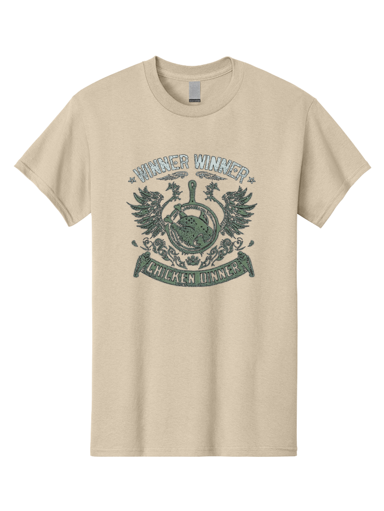 Winner-Winner-Chicken-Dinner Men'S Graphic Tee, 100% Cotton, Comfortable Casual Summer Wear, Machine Washable, Vintage-Style Emblem, Chicken Dinner Logo, Victorious Theme, Culinary Badge, Winner Winner, Chicken Dinner, Bold Typography, Aab965