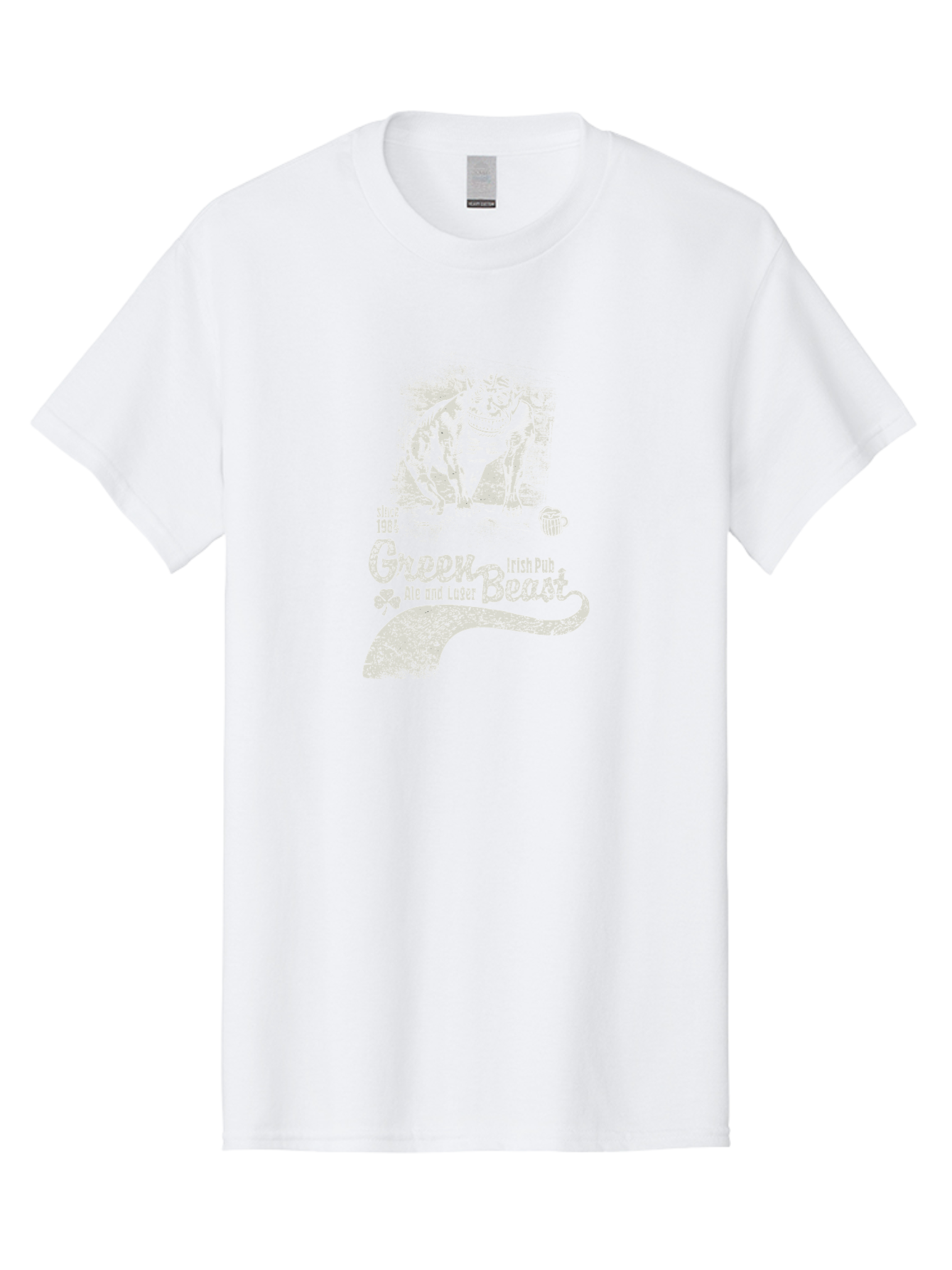 Green-Beast-Irish-Pub Men'S Graphic Tee, 100% Cotton, Comfortable Casual Summer Wear, Machine Washable, Irish Pub, Monster Drawing, Ale And Lager, Beer Mug, Since 1984, Four-Leaf Clover, Bar Signage, Pub Decor, Irish Heritage Aab969