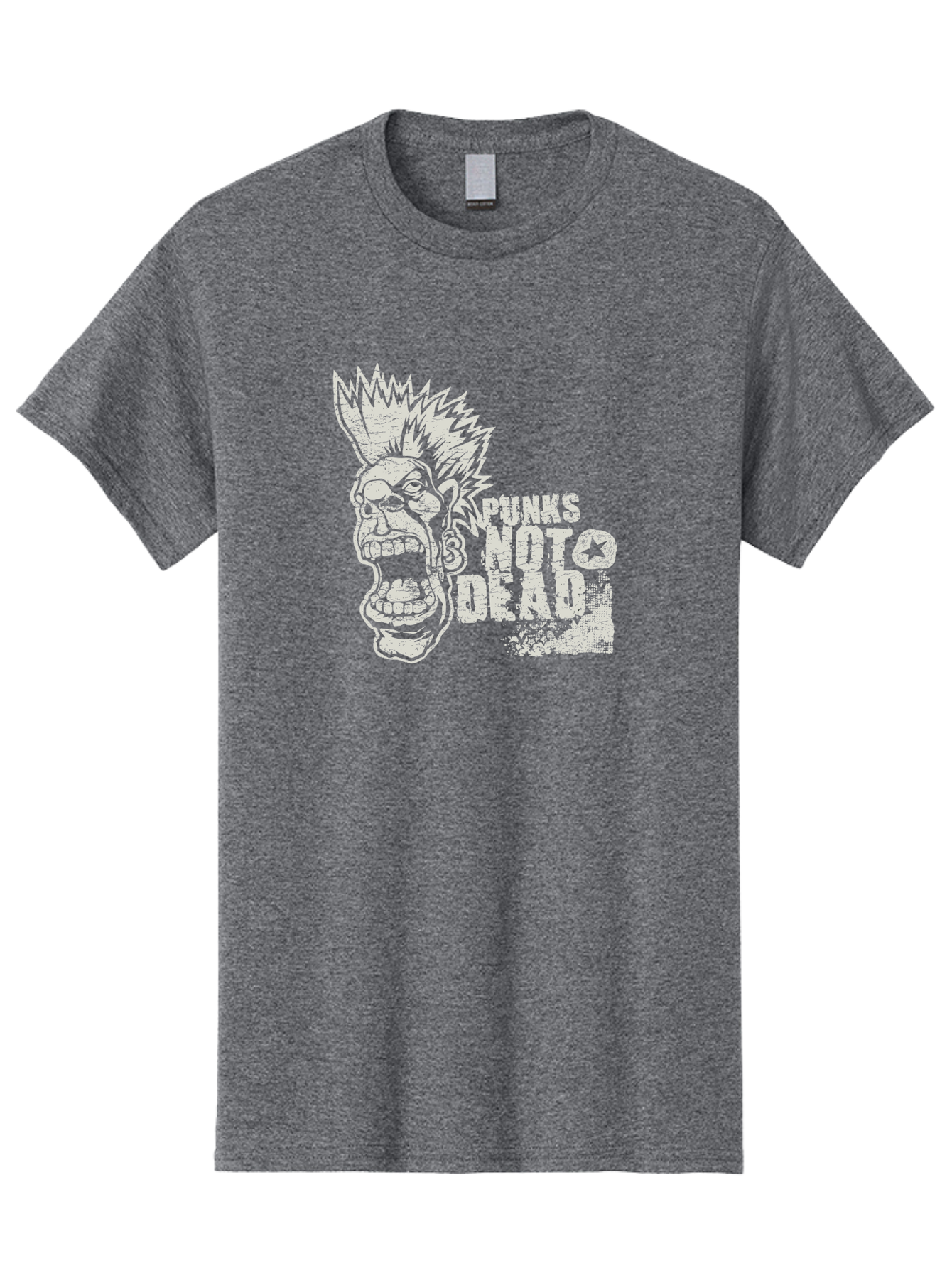 Punks-Not-Dead Men'S Graphic Tee, 100% Cotton, Comfortable Casual Summer Wear, Machine Washable, Punk Rock Illustration, Mohawk Hairstyle, Screaming Face, Punk Not Dead Slogan, Bold Typography, Punk Rebellion, Grunge Aesthetic, Aab970