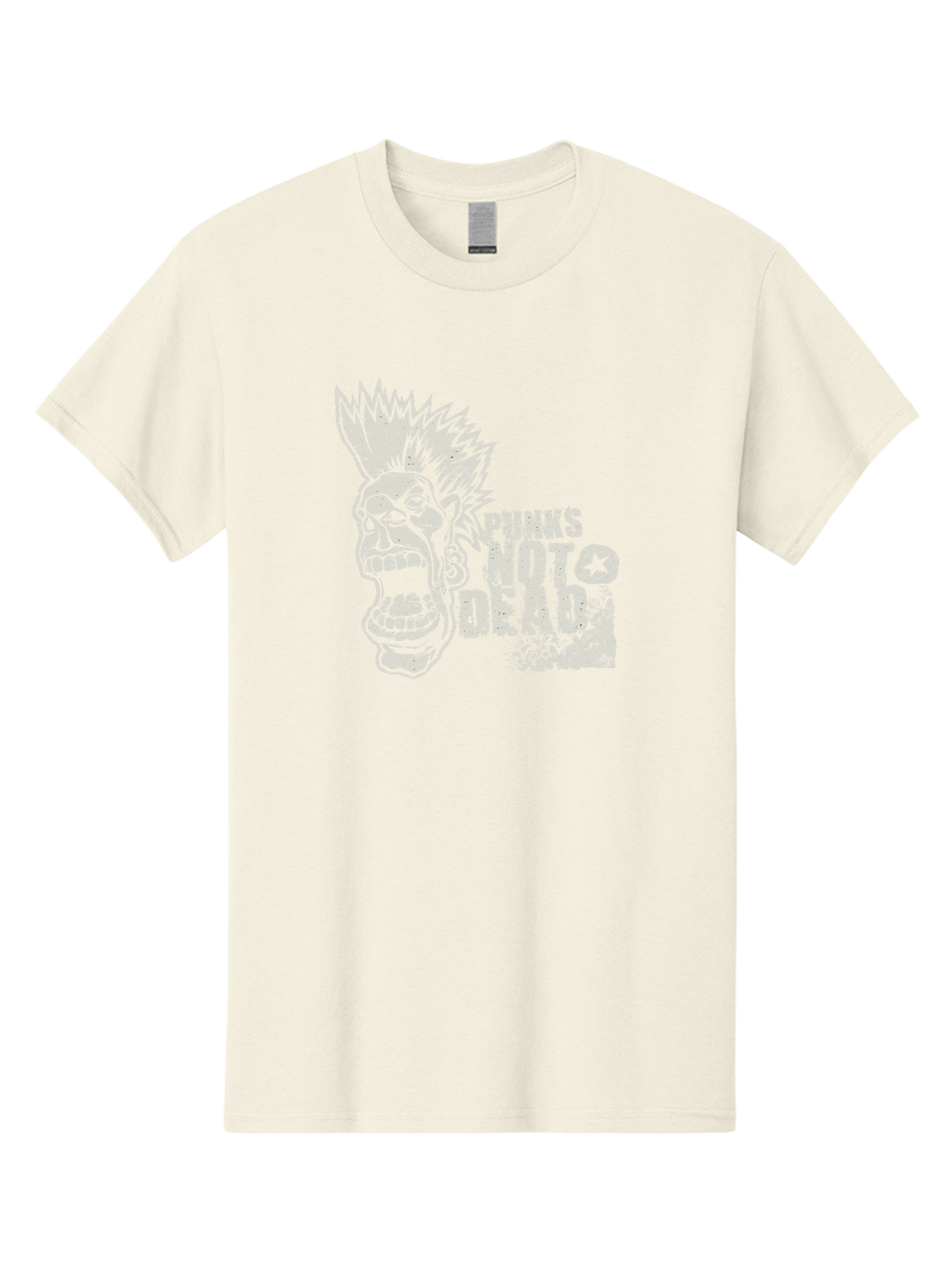 Punks-Not-Dead Men'S Graphic Tee, 100% Cotton, Comfortable Casual Summer Wear, Machine Washable, Punk Rock Illustration, Mohawk Hairstyle, Screaming Face, Punk Not Dead Slogan, Bold Typography, Punk Rebellion, Grunge Aesthetic, Aab970