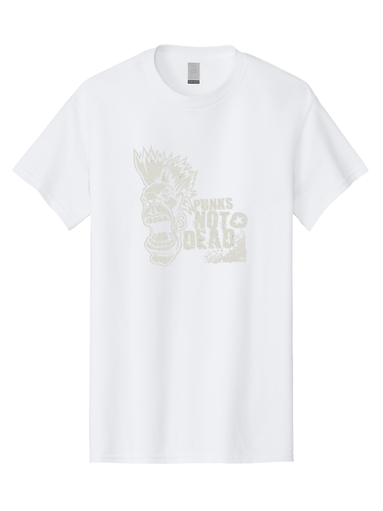 Punks-Not-Dead Men'S Graphic Tee, 100% Cotton, Comfortable Casual Summer Wear, Machine Washable, Punk Rock Illustration, Mohawk Hairstyle, Screaming Face, Punk Not Dead Slogan, Bold Typography, Punk Rebellion, Grunge Aesthetic, Aab970