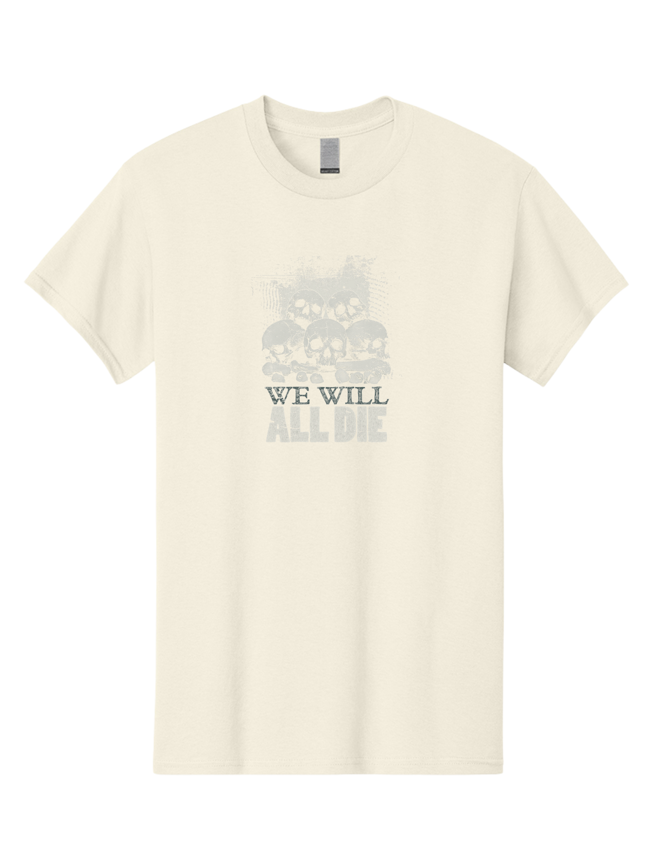 We-Will-All-Die Men'S Graphic Tee, 100% Cotton, Comfortable Casual Summer Wear, Machine Washable, Skull Pile, Human Skulls, Mortality Symbol, Death Theme, Grunge Style, Dark Art, Gothic Illustration, Skulls And Bones, We Will All Die Aab971