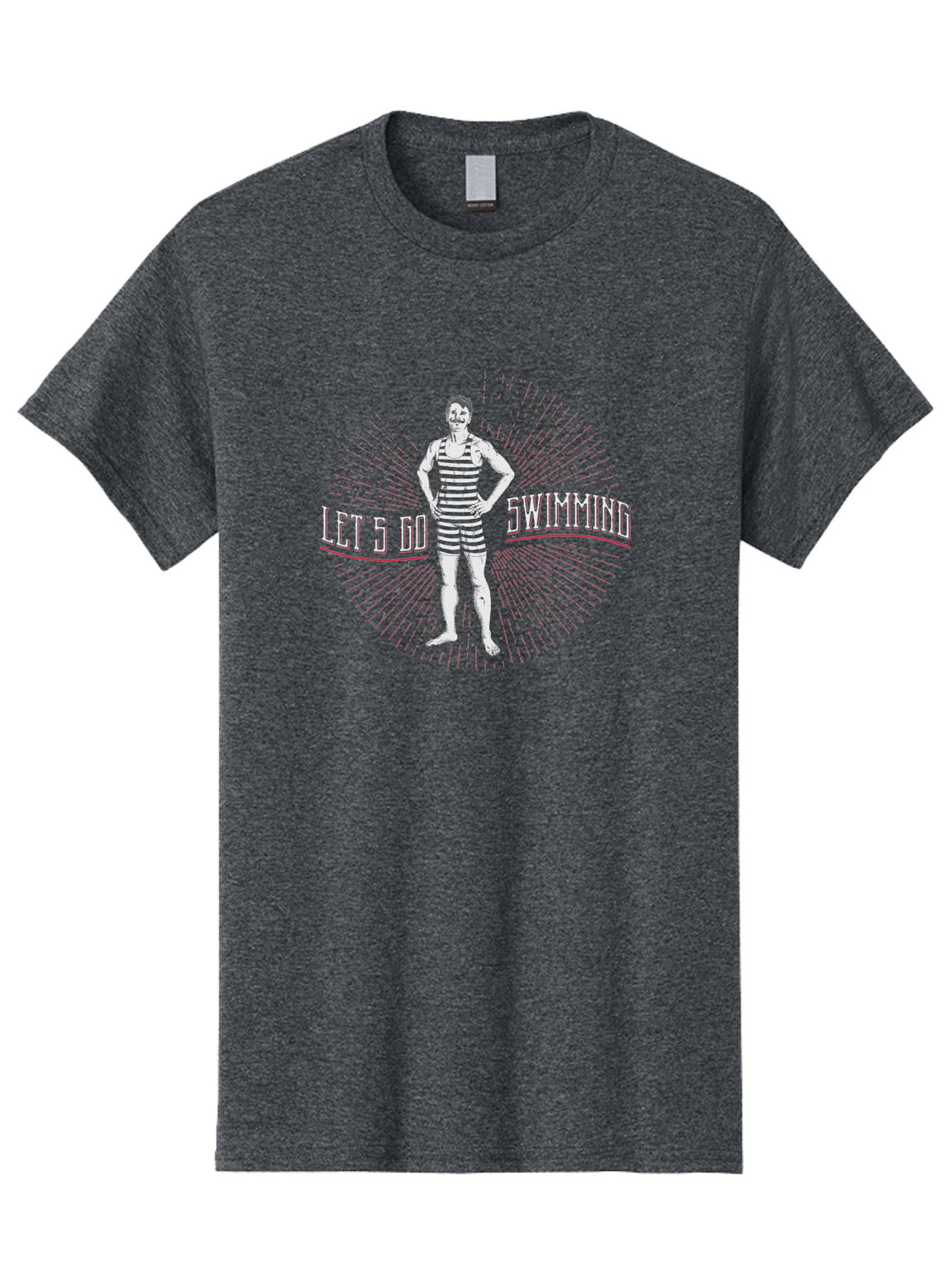 Let-Go-Swimming Men'S Graphic Tee, 100% Cotton, Comfortable Casual Summer Wear, Machine Washable, Vintage Swimmer, Striped Swimsuit, Retro Style, Competitive Swimming, Let 5 Go Swimming, Swimmer Portrait, Old School Swim, Striped Costume Aab972