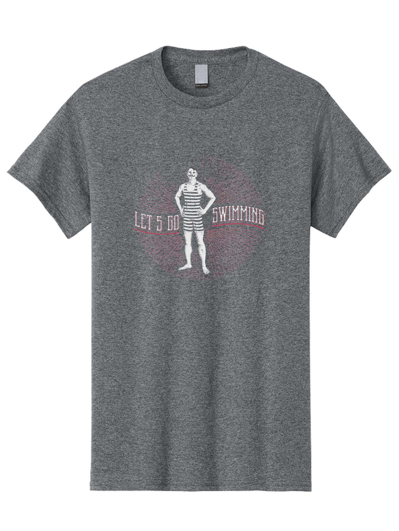 Let-Go-Swimming Men'S Graphic Tee, 100% Cotton, Comfortable Casual Summer Wear, Machine Washable, Vintage Swimmer, Striped Swimsuit, Retro Style, Competitive Swimming, Let 5 Go Swimming, Swimmer Portrait, Old School Swim, Striped Costume Aab972