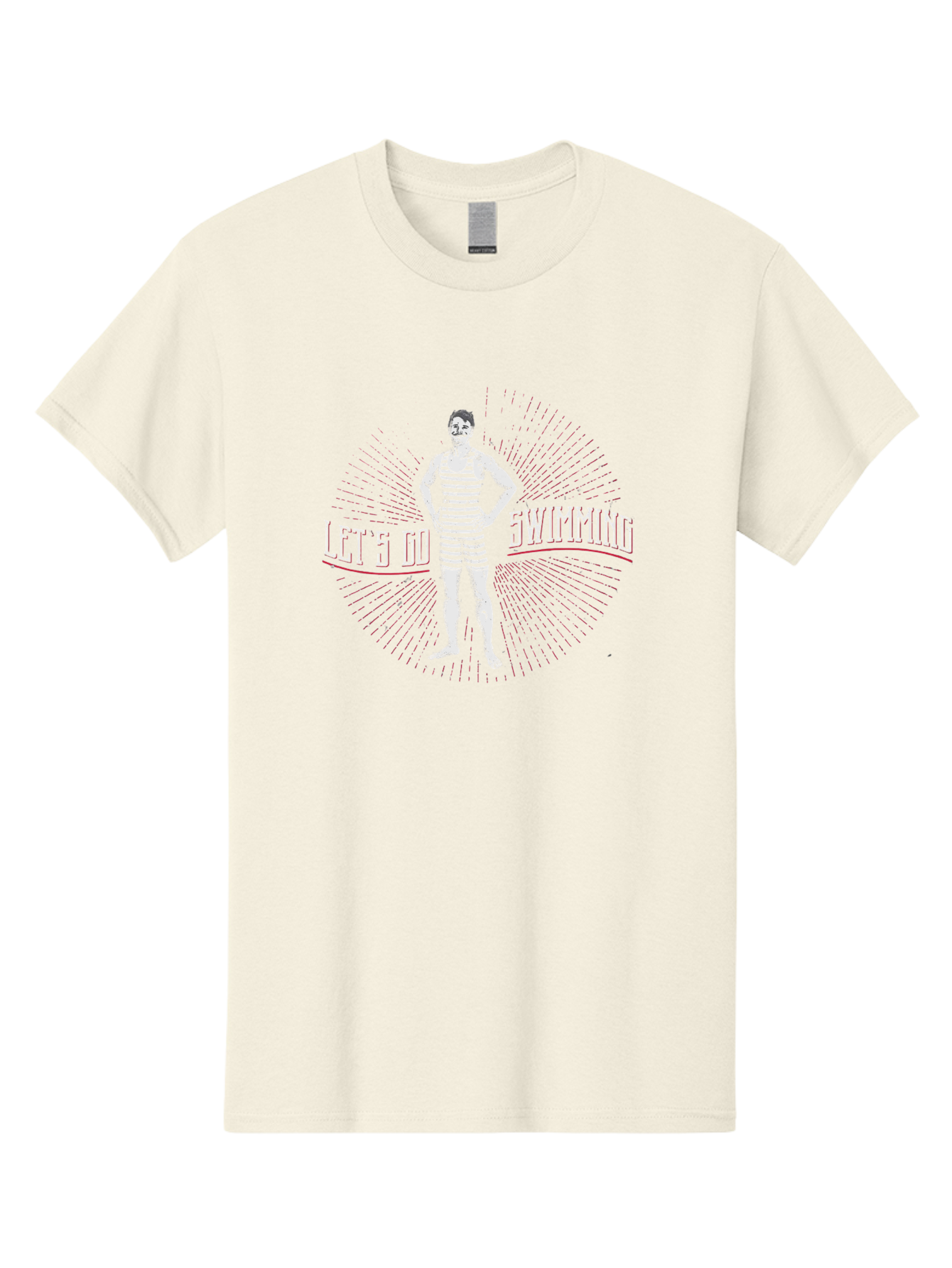 Let-Go-Swimming Men'S Graphic Tee, 100% Cotton, Comfortable Casual Summer Wear, Machine Washable, Vintage Swimmer, Striped Swimsuit, Retro Style, Competitive Swimming, Let 5 Go Swimming, Swimmer Portrait, Old School Swim, Striped Costume Aab972