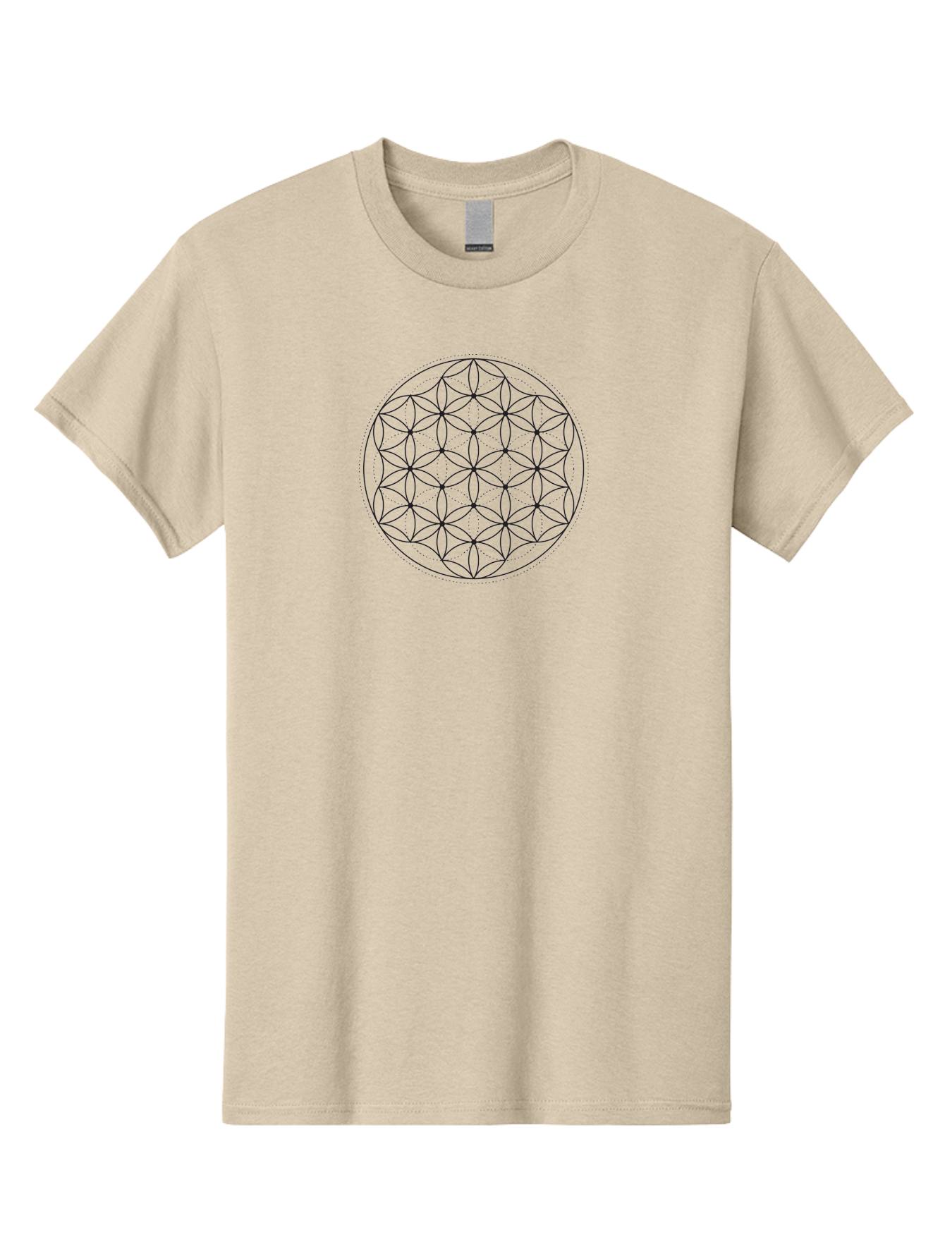 Flower-Of-Life Men'S Graphic Tee, 100% Cotton, Comfortable Casual Summer Wear, Machine Washable, Sacred Geometry Pattern, Flower Of Life, Geometric Design, Spiritual Symbol, Intricate Details, Mandala, Metaphysical Art, Mystical Shapes Aab982