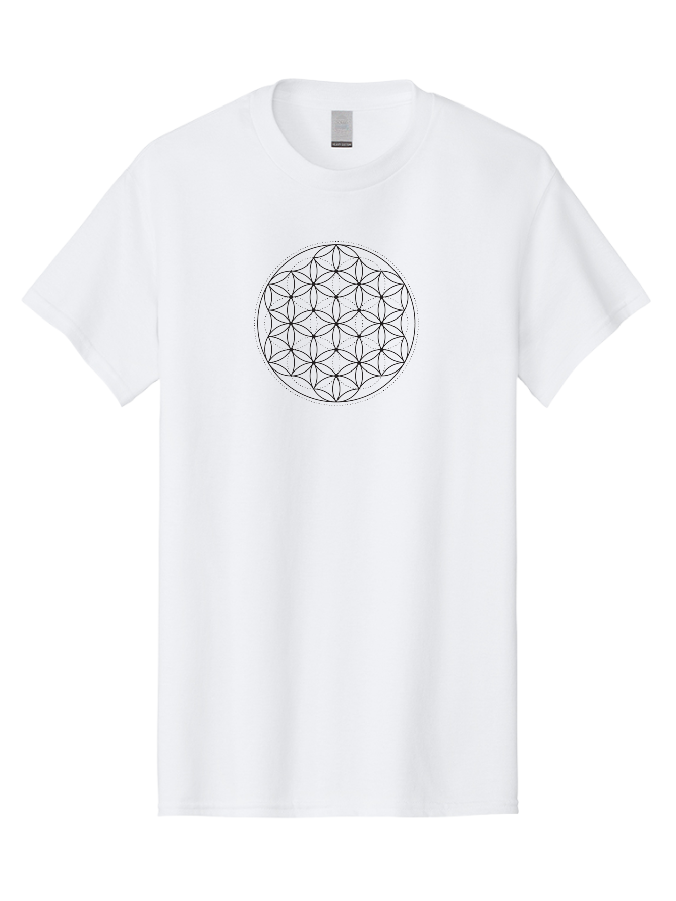 Flower-Of-Life Men'S Graphic Tee, 100% Cotton, Comfortable Casual Summer Wear, Machine Washable, Sacred Geometry Pattern, Flower Of Life, Geometric Design, Spiritual Symbol, Intricate Details, Mandala, Metaphysical Art, Mystical Shapes Aab982