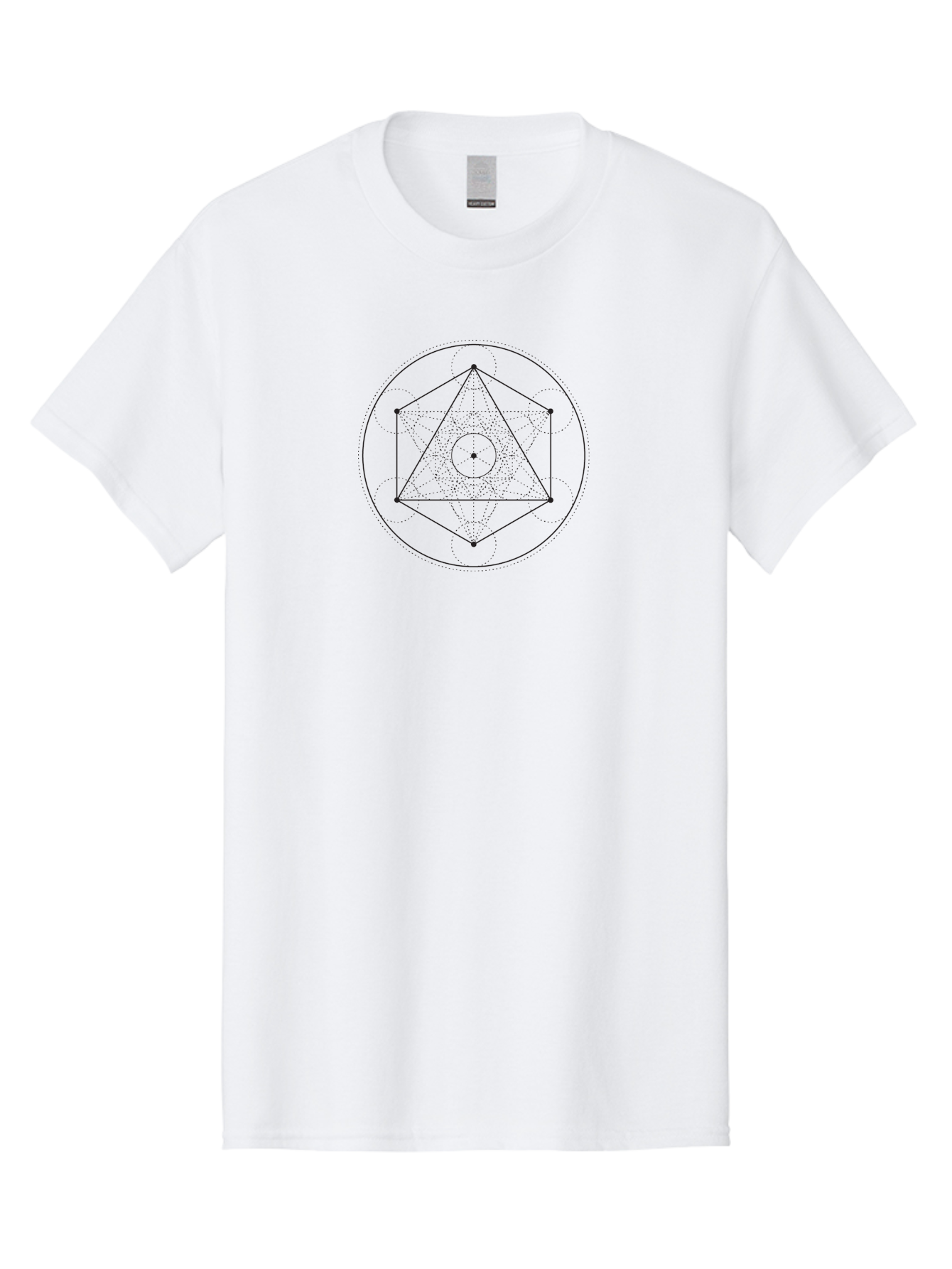Geometric-Shape-1 Men'S Graphic Tee, 100% Cotton, Comfortable Casual Summer Wear, Machine Washable, Geometric Pattern, Symmetrical Design, Spiritual Symbolism, Sacred Geometry, Mystical Shapes, Intricate Details, Circular Pattern, Aab983