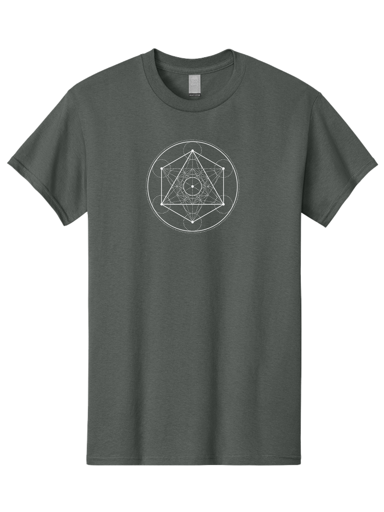 Geometric-Shape-2 Men'S Graphic Tee, 100% Cotton, Comfortable Casual Summer Wear, Machine Washable, Sacred Geometry, Geometric Shapes, Triangle, Circle, Spiritual Symbols, Mystical Patterns, White Lines, Dotted Lines, Spiritual Significance, Aab984