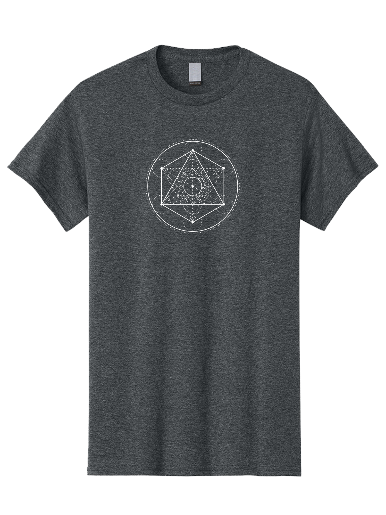 Geometric-Shape-2 Men'S Graphic Tee, 100% Cotton, Comfortable Casual Summer Wear, Machine Washable, Sacred Geometry, Geometric Shapes, Triangle, Circle, Spiritual Symbols, Mystical Patterns, White Lines, Dotted Lines, Spiritual Significance, Aab984