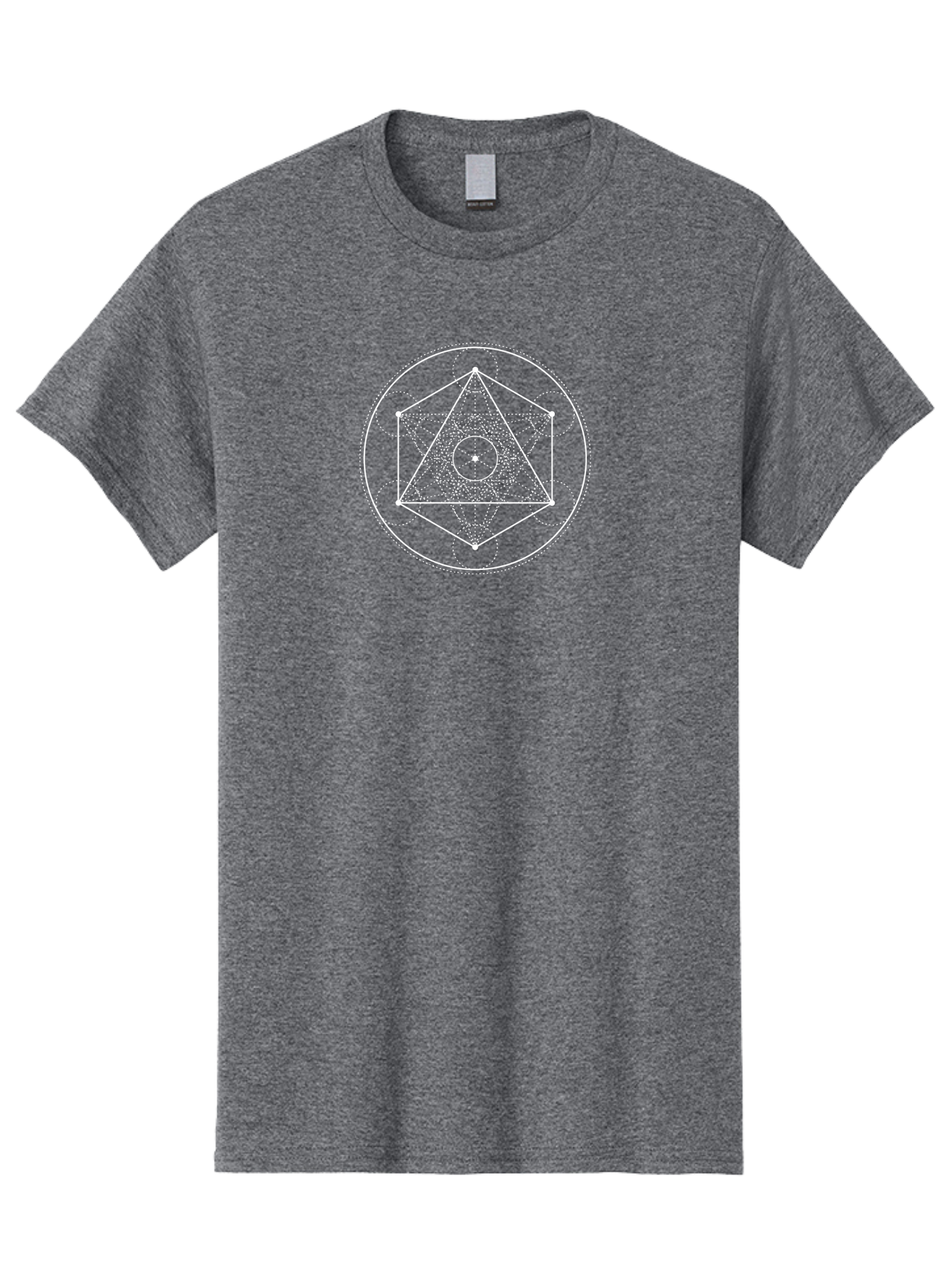Geometric-Shape-2 Men'S Graphic Tee, 100% Cotton, Comfortable Casual Summer Wear, Machine Washable, Sacred Geometry, Geometric Shapes, Triangle, Circle, Spiritual Symbols, Mystical Patterns, White Lines, Dotted Lines, Spiritual Significance, Aab984